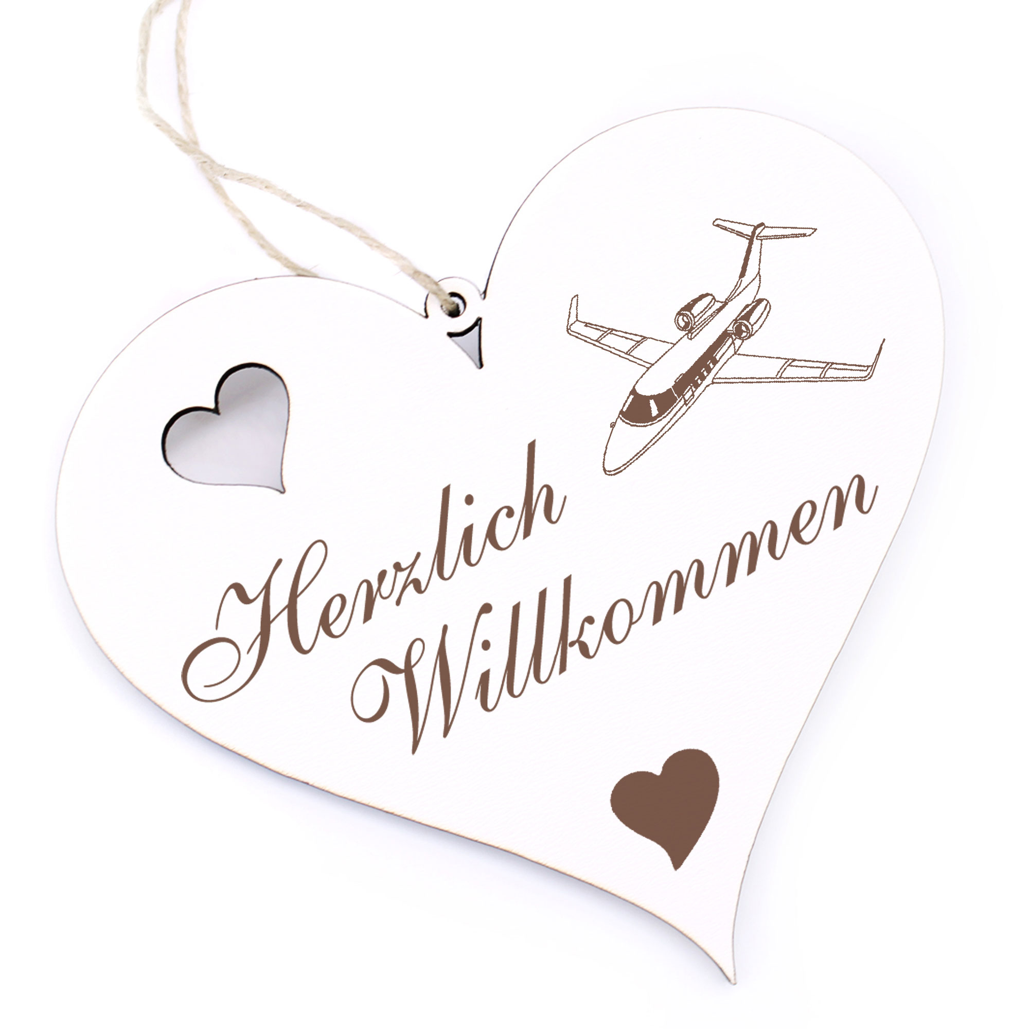 Herzlich Willkommen Schild - Jet - Deko Herz Holz
