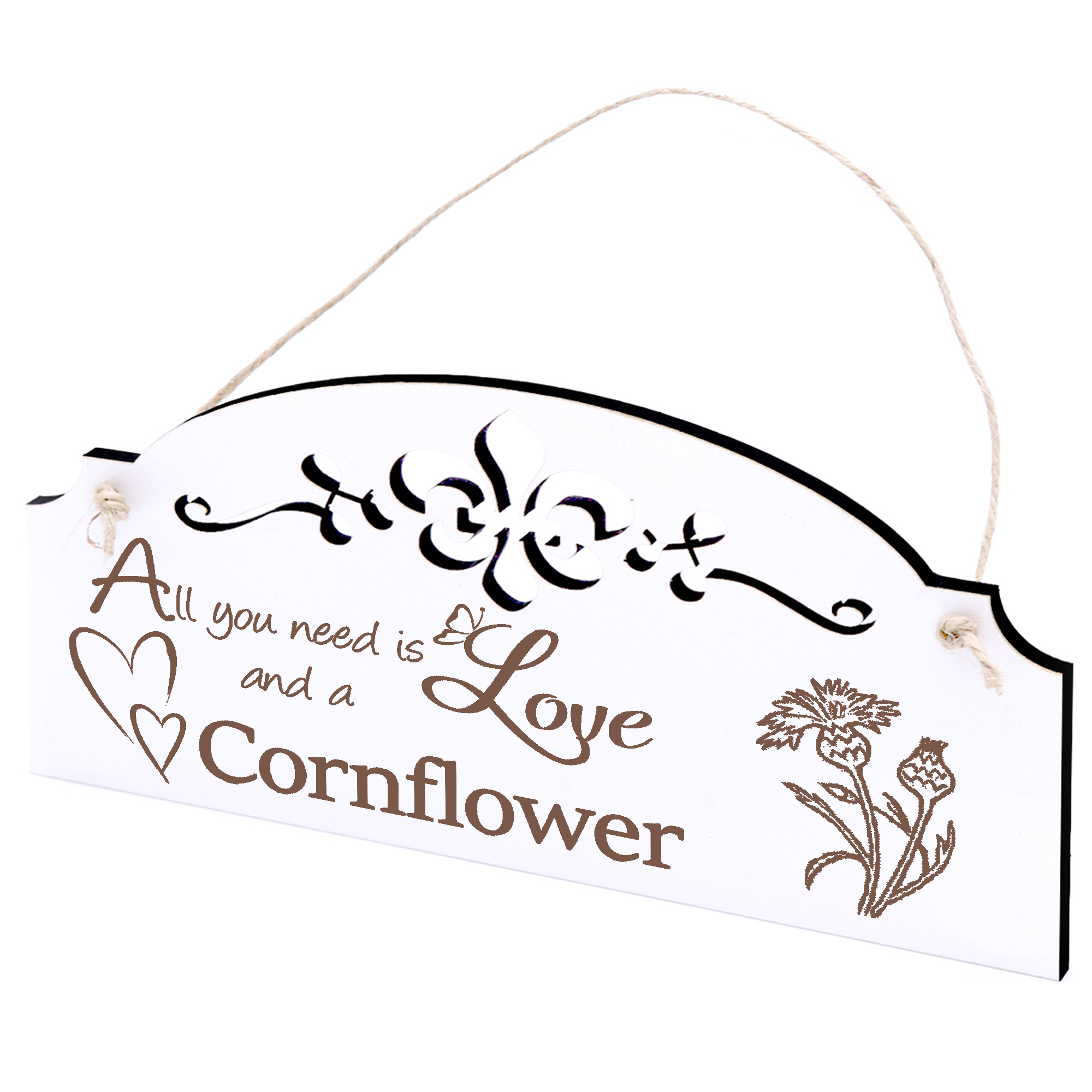 Schild Kornblume Deko 20x10cm - All you need is Love and a Cornflower - Holz