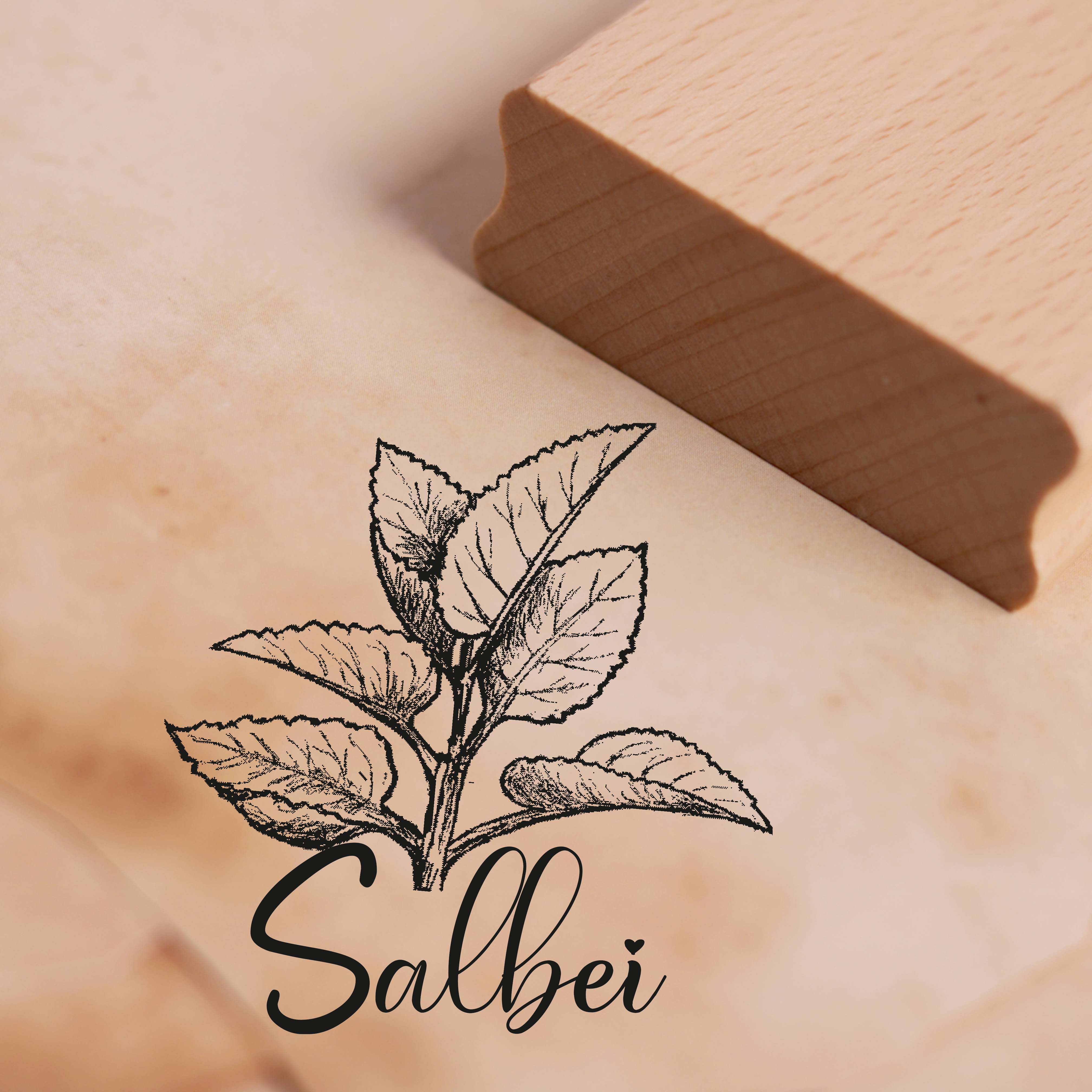 Motivstempel Salbei - Kräuter Küchenkräuter Stempel Holzstempel 48 x 48 mm