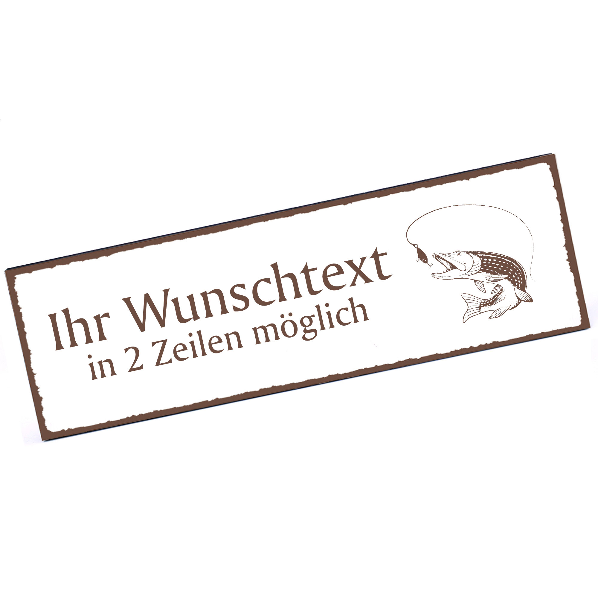 Türschild Hecht  Namensschild personalisiert mit Gravur - 150mm x 50mm - selbstklebend