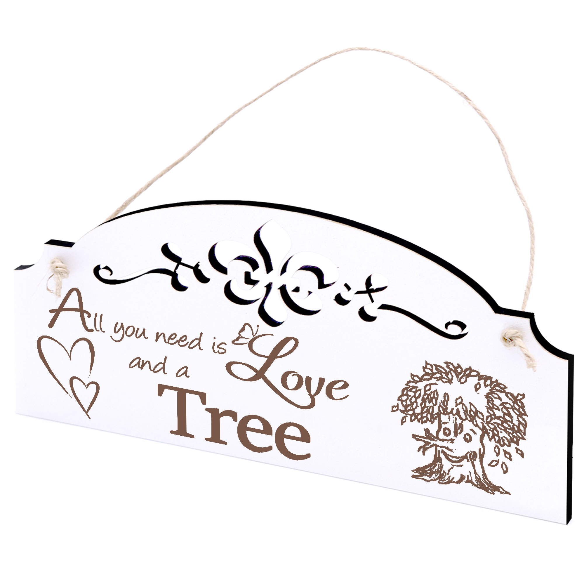 Schild lustiger Baum mit Gesicht Deko 20x10cm - All you need is Love and a Tree - Holz