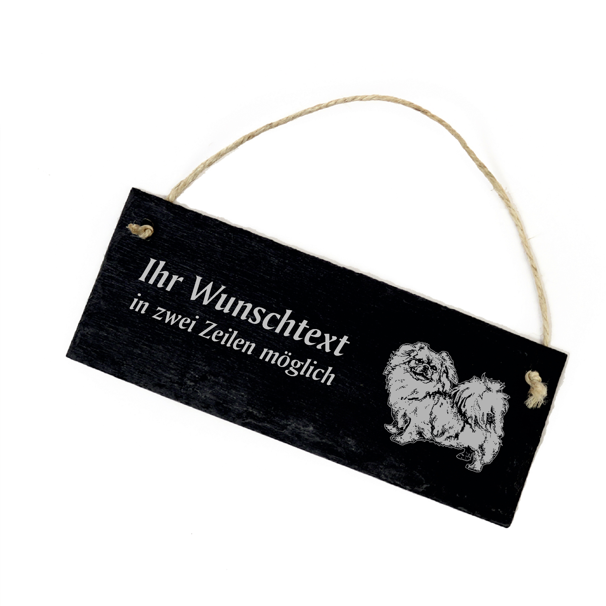 Hundeschild Tibet Spaniel Türschild  Schiefer - personalisiert - 22cm x 8cm