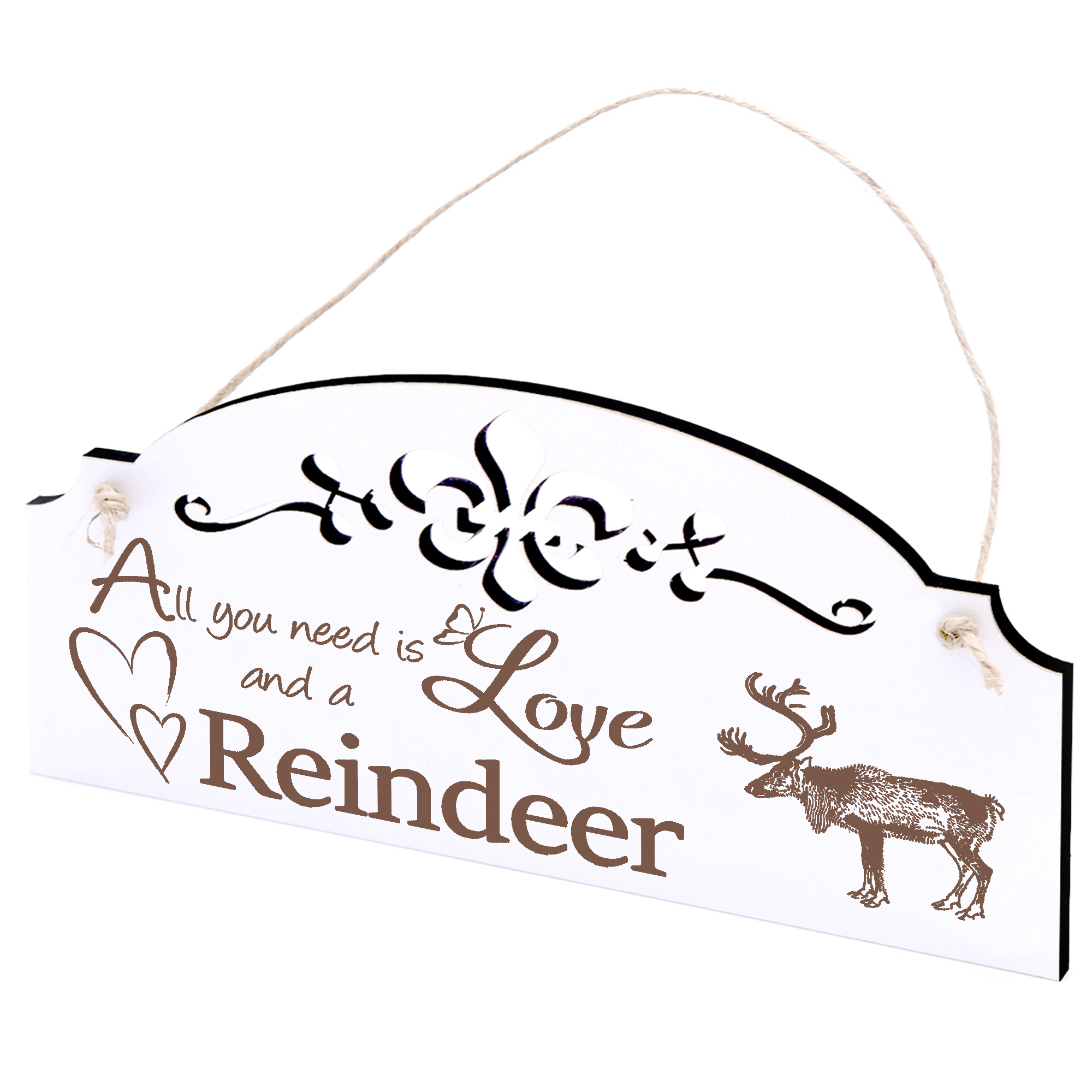 Schild Rentier Deko 20x10cm - All you need is Love and a Reindeer - Holz
