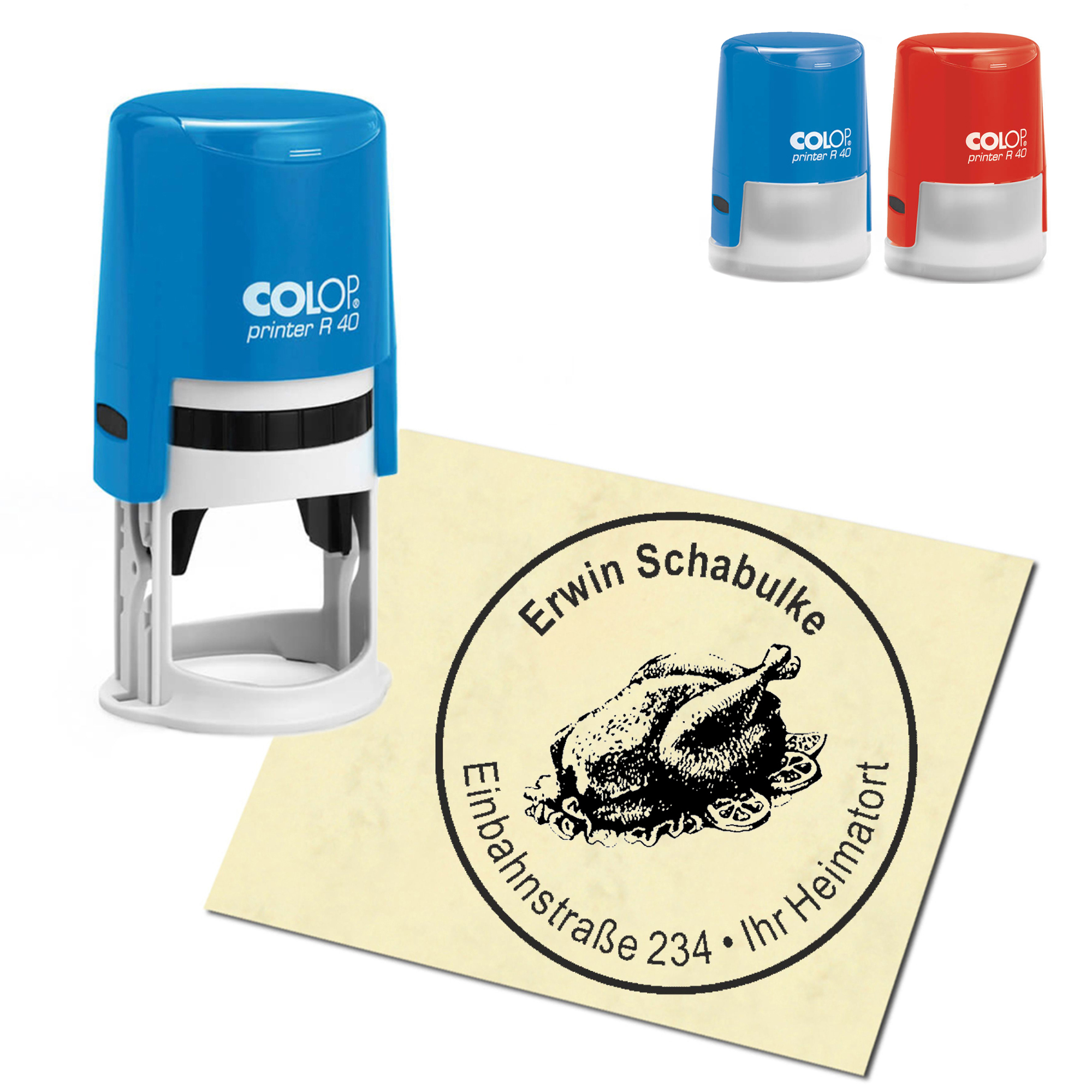 Stempel Adressstempel personalisiert - Broiler - rund &empty; 40mm