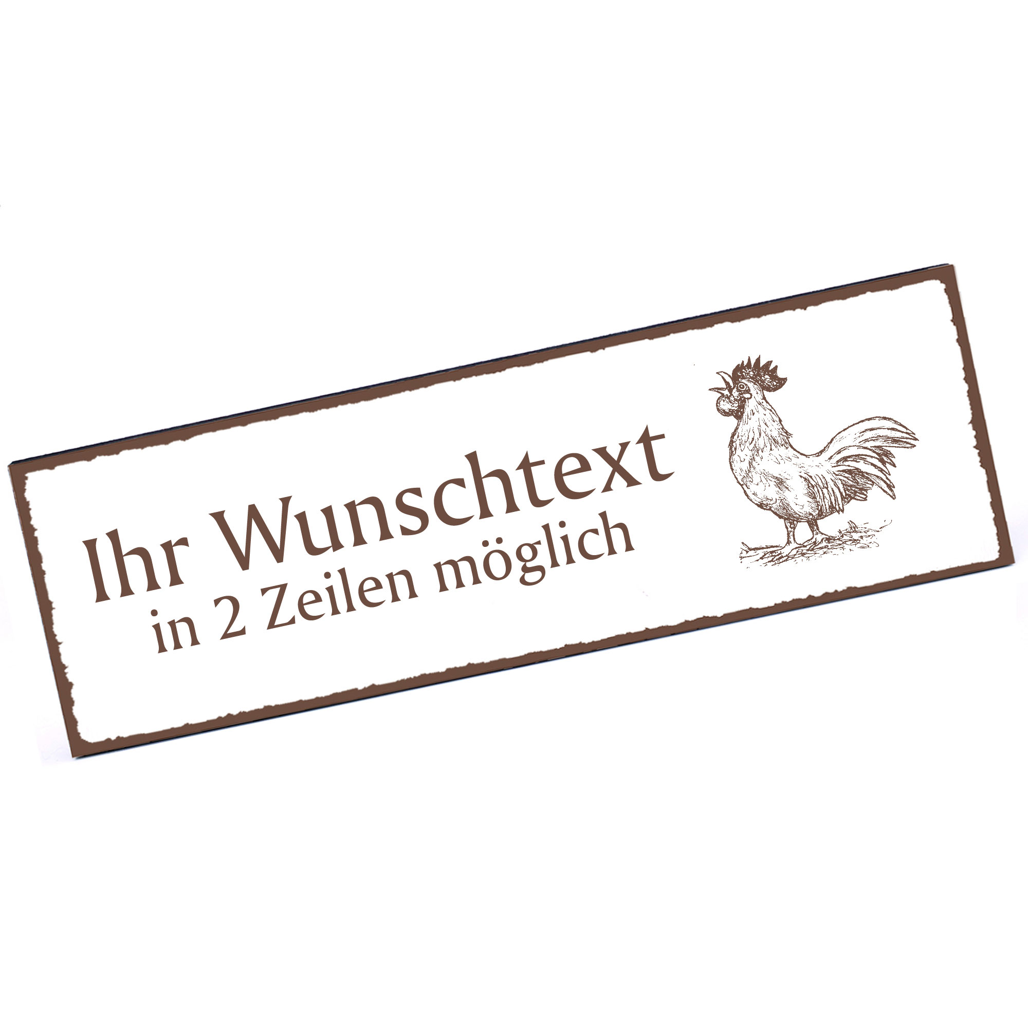 Türschild Hahn  Namensschild personalisiert mit Gravur - 150mm x 50mm - selbstklebend