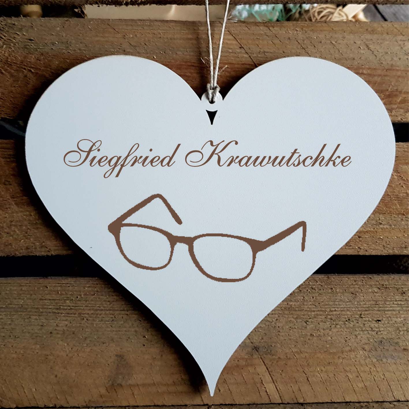 Herz Schild « Optiker Brille » mit Namen - Türschild zum Anhängen