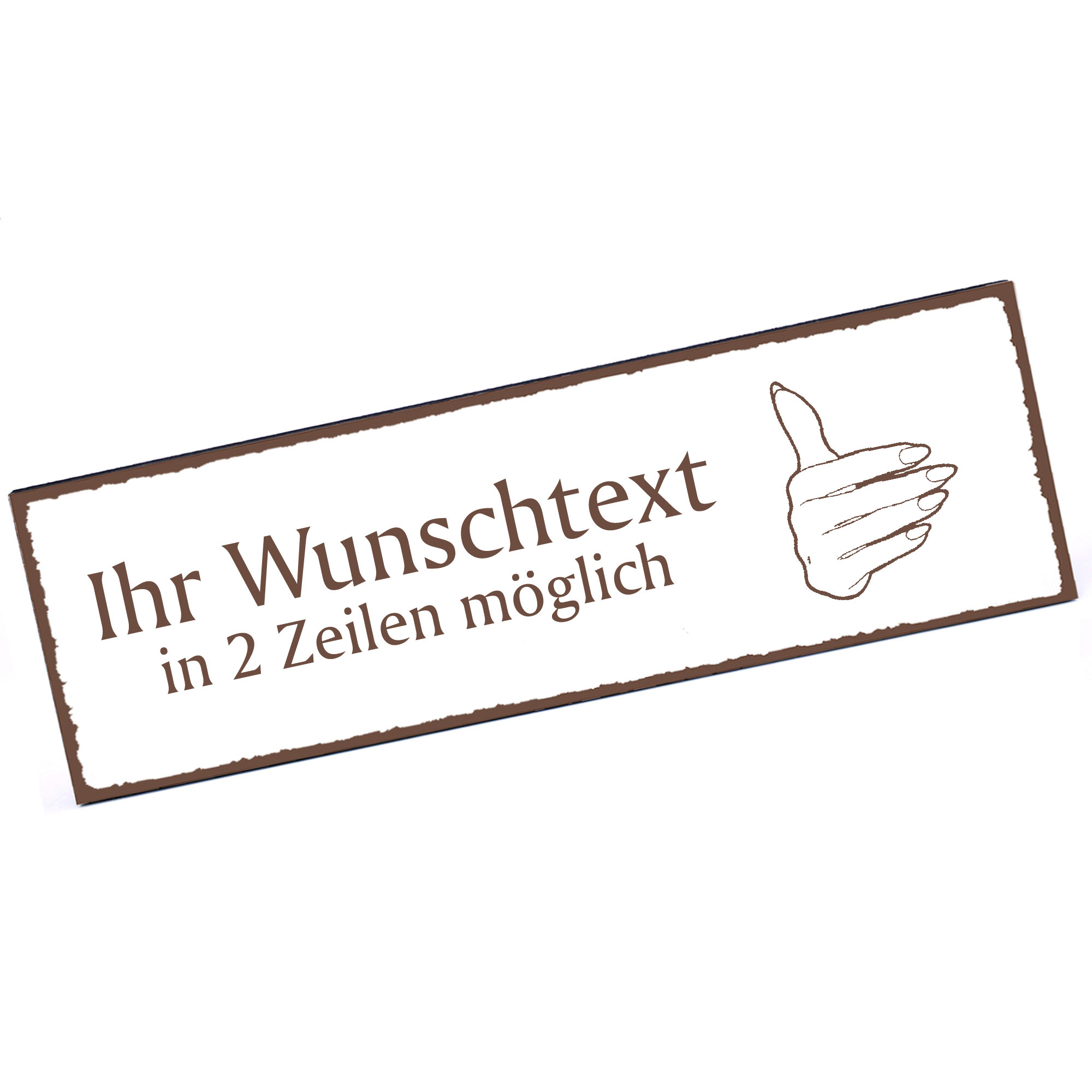 Türschild Hand  Namensschild personalisiert mit Gravur - 150mm x 50mm - selbstklebend