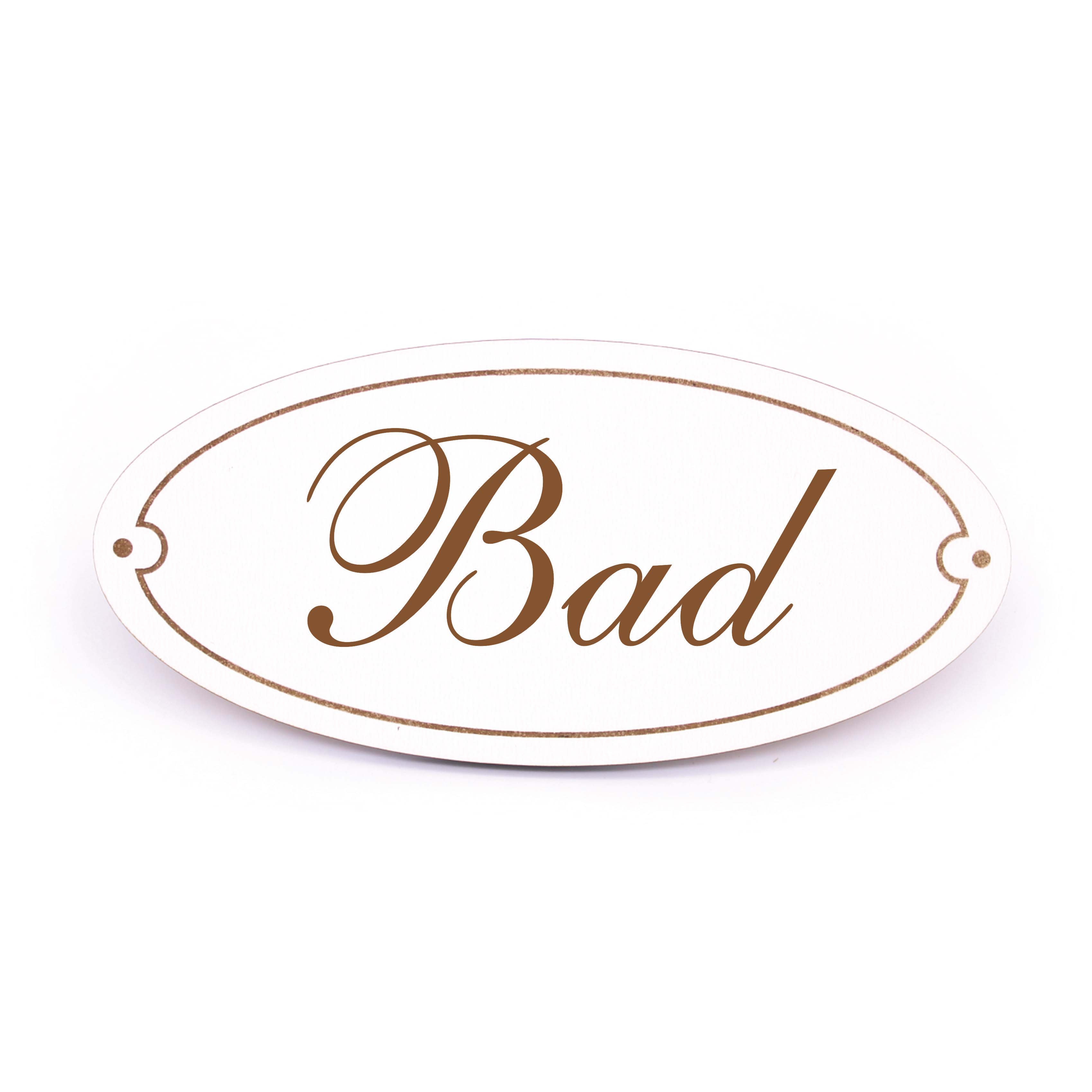 Ovales Türschild Bad - selbstklebend - 15 x 7 cm