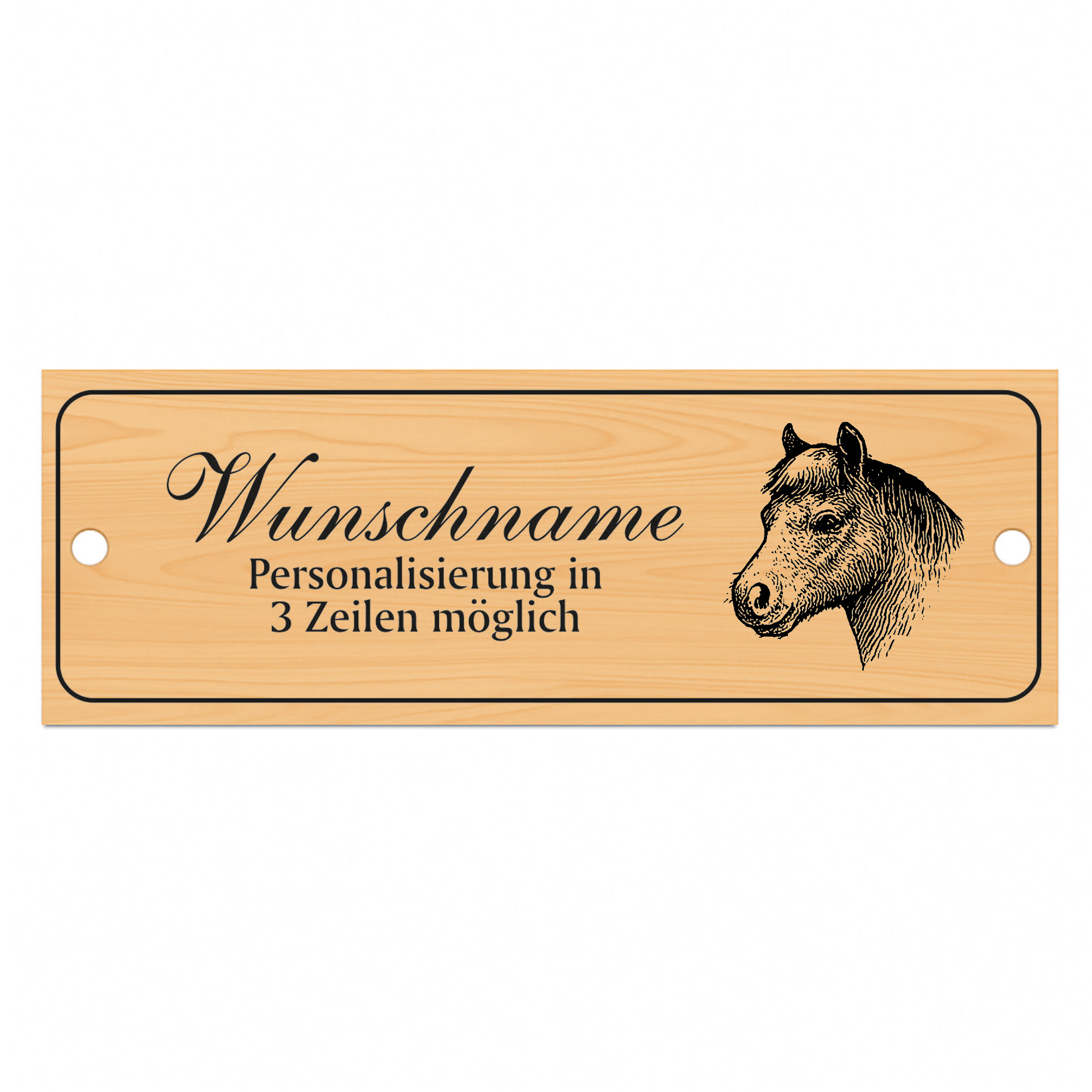 Stallschild Shetland Pony Shetlandpony personalisierbar mit Wunschtext – Stalltafel Pferdeschild Pferdebox Holzoptik - 20×7,5 cm