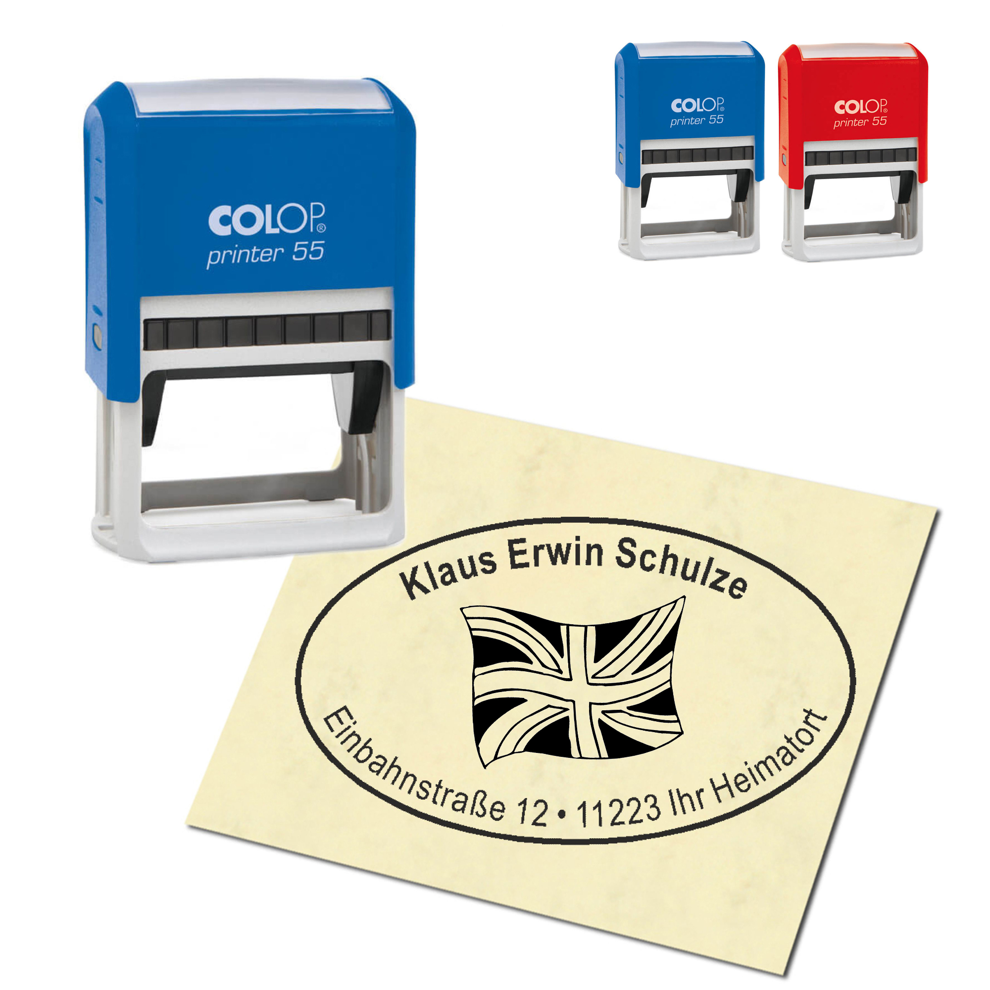 Adressstempel personalisiert Stempel - Fahne England - oval 59 x 39 mm