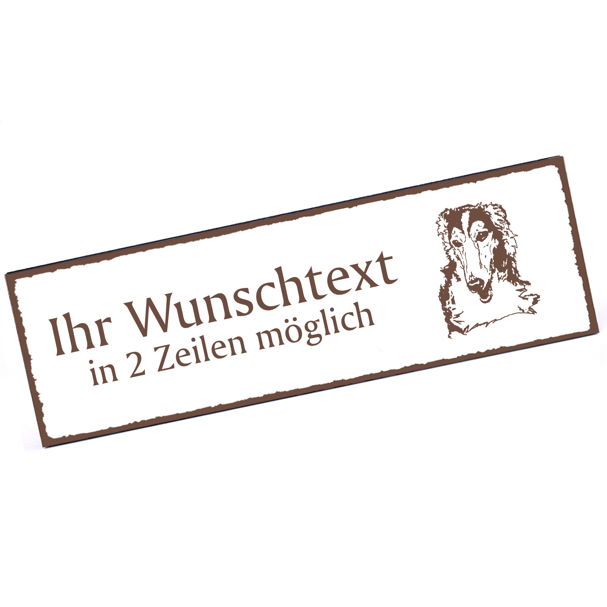Türschild Windhund Barsoi  Namensschild personalisiert mit Gravur - 150mm x 50mm - selbstklebend
