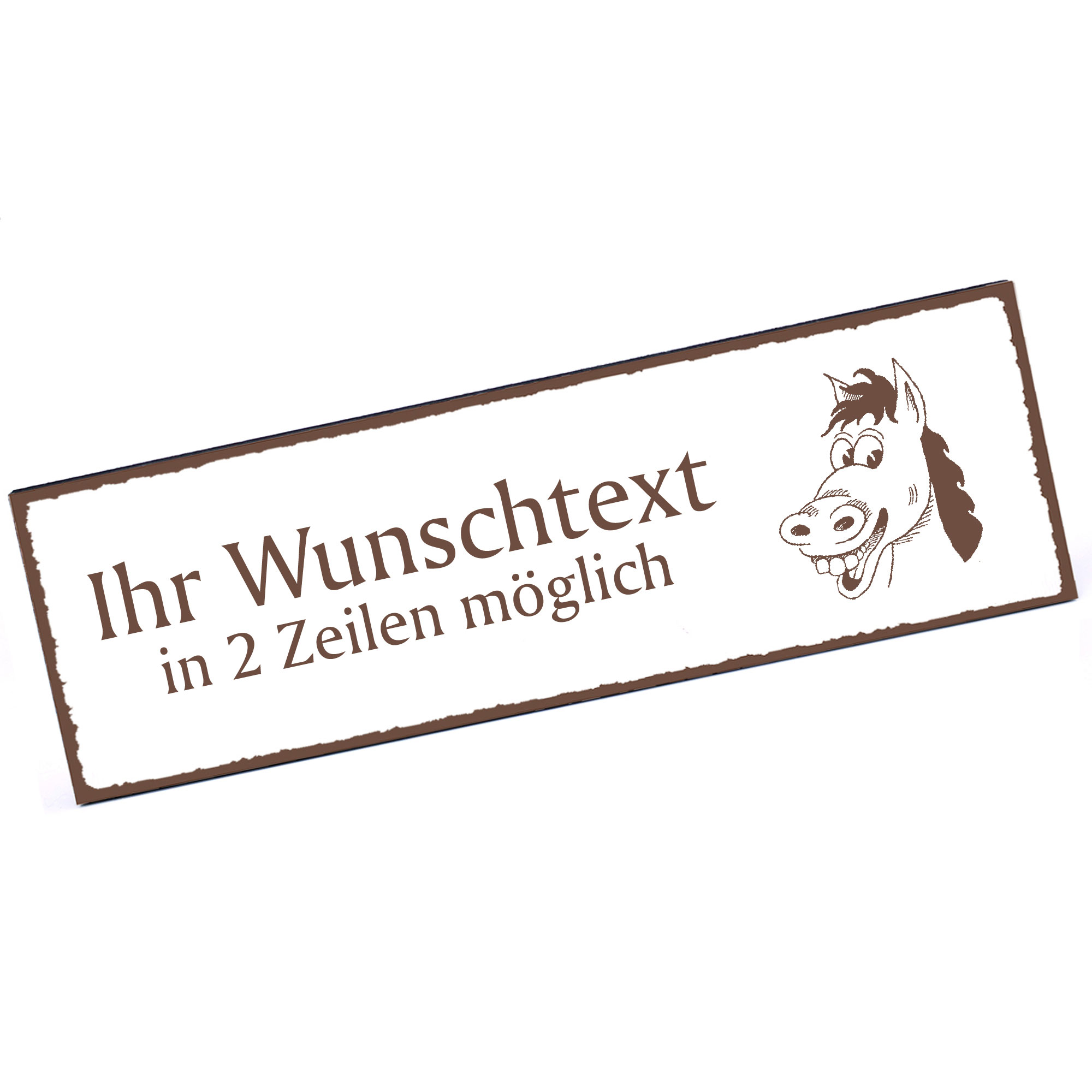 Türschild lustiger Pferdekopf  Namensschild personalisiert mit Gravur - 150mm x 50mm - selbstklebend