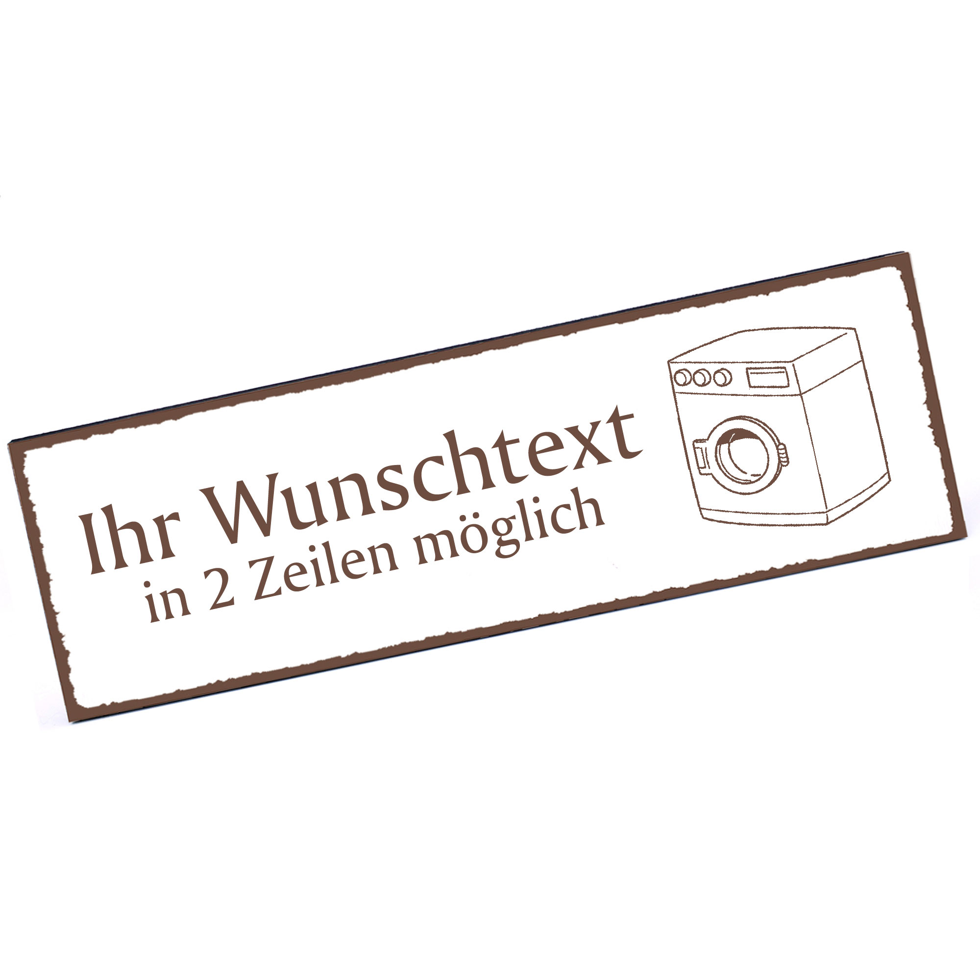 Türschild Waschmaschine  Namensschild personalisiert mit Gravur - 150mm x 50mm - selbstklebend