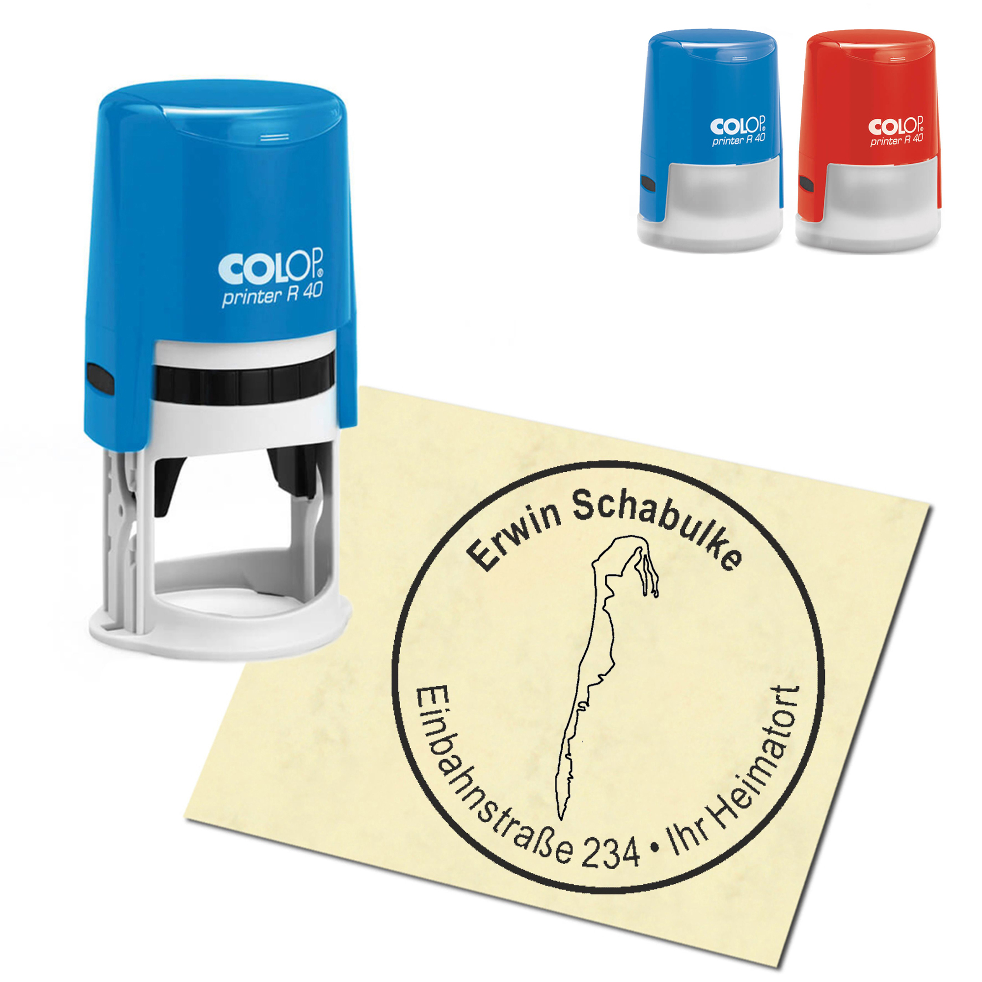 Stempel Adressstempel personalisiert - Insel Hiddensee - rund &empty; 40mm