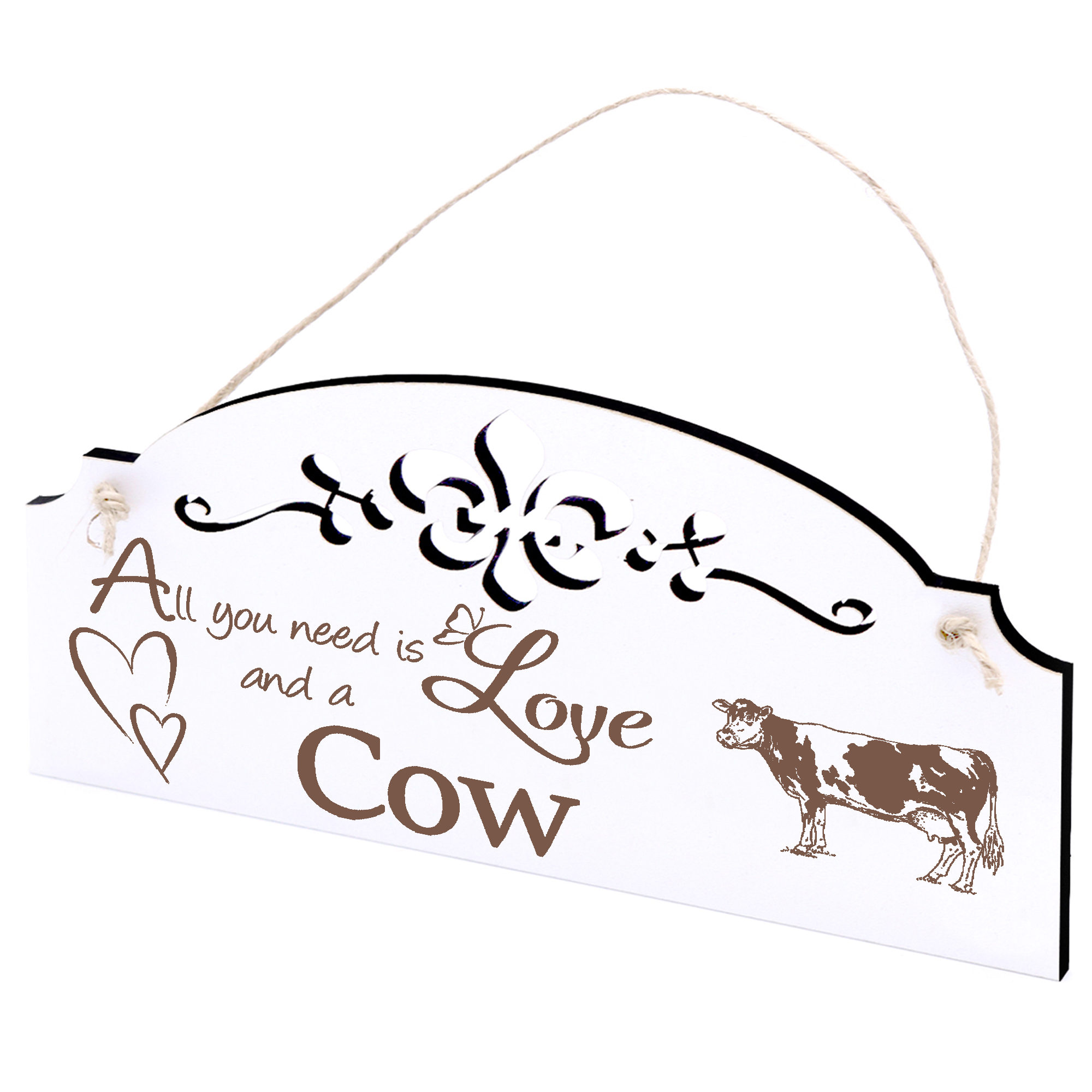 Schild Kuh Deko 20x10cm - All you need is Love and a Cow - Holz