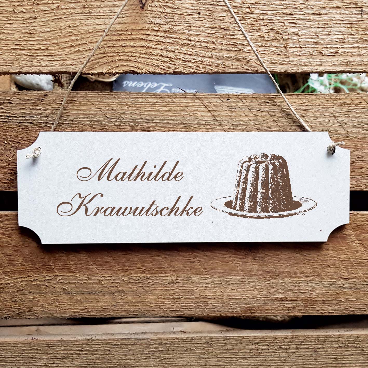 Schild « Kuchen » Namensschild Türschild zum Anhängen - 20 x 6,7 cm