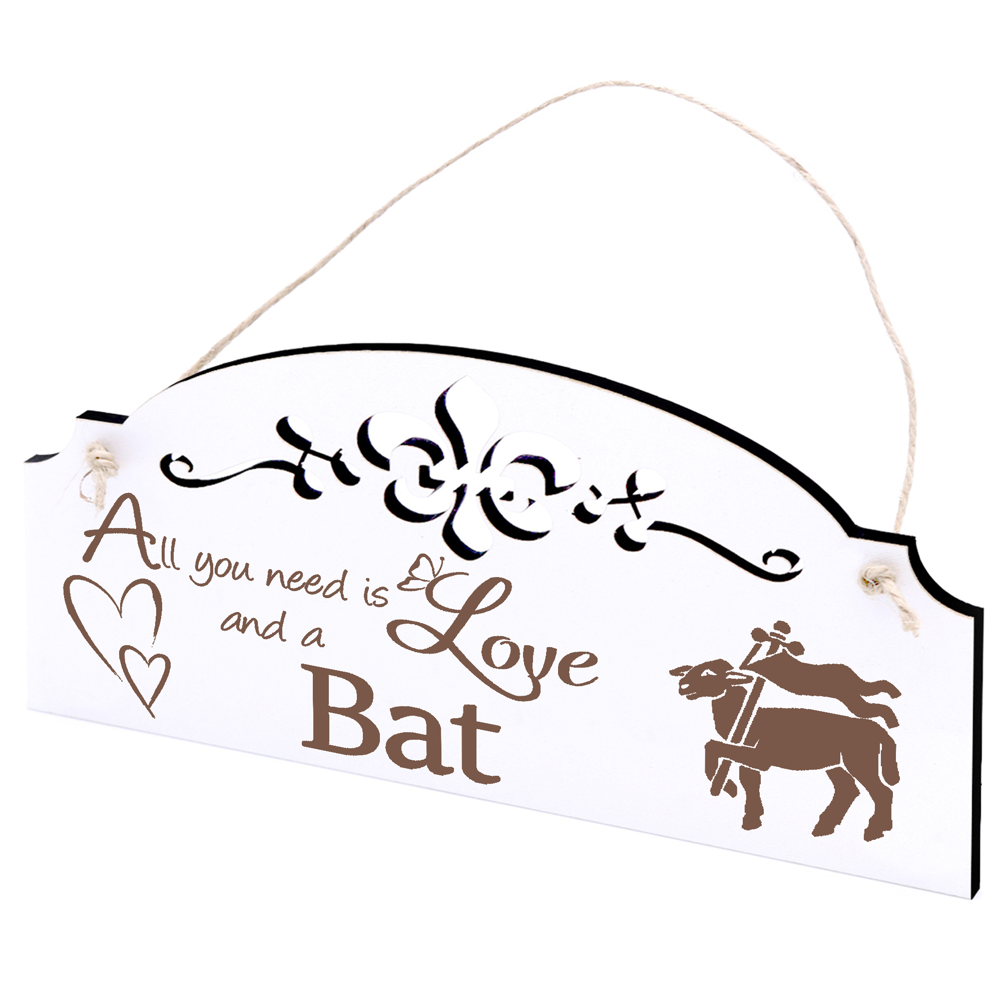 Schild Fleischer Deko 20x10cm - All you need is Love and a Bat - Holz