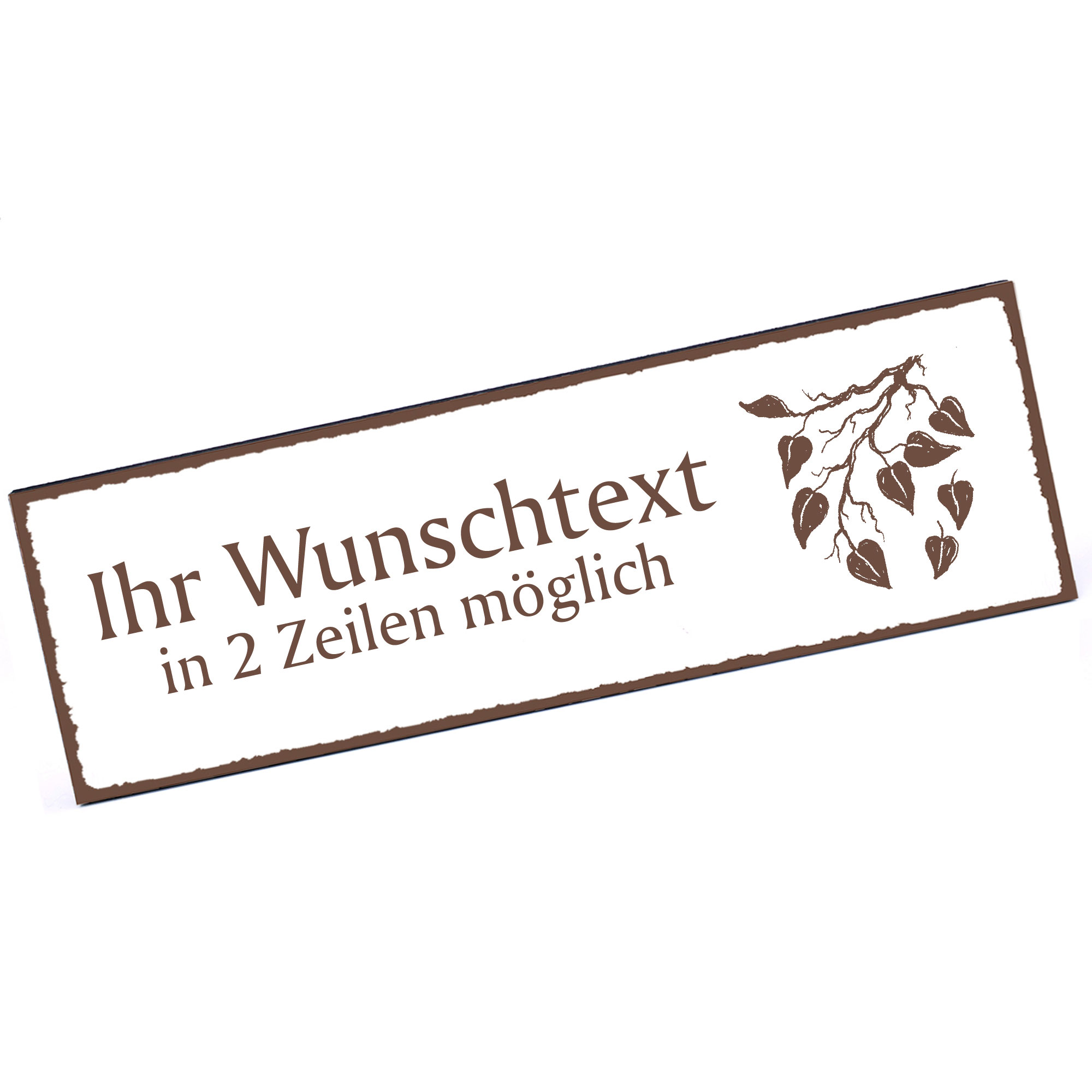 Türschild Zweig mit Blüten  Namensschild personalisiert mit Gravur - 150mm x 50mm - selbstklebend
