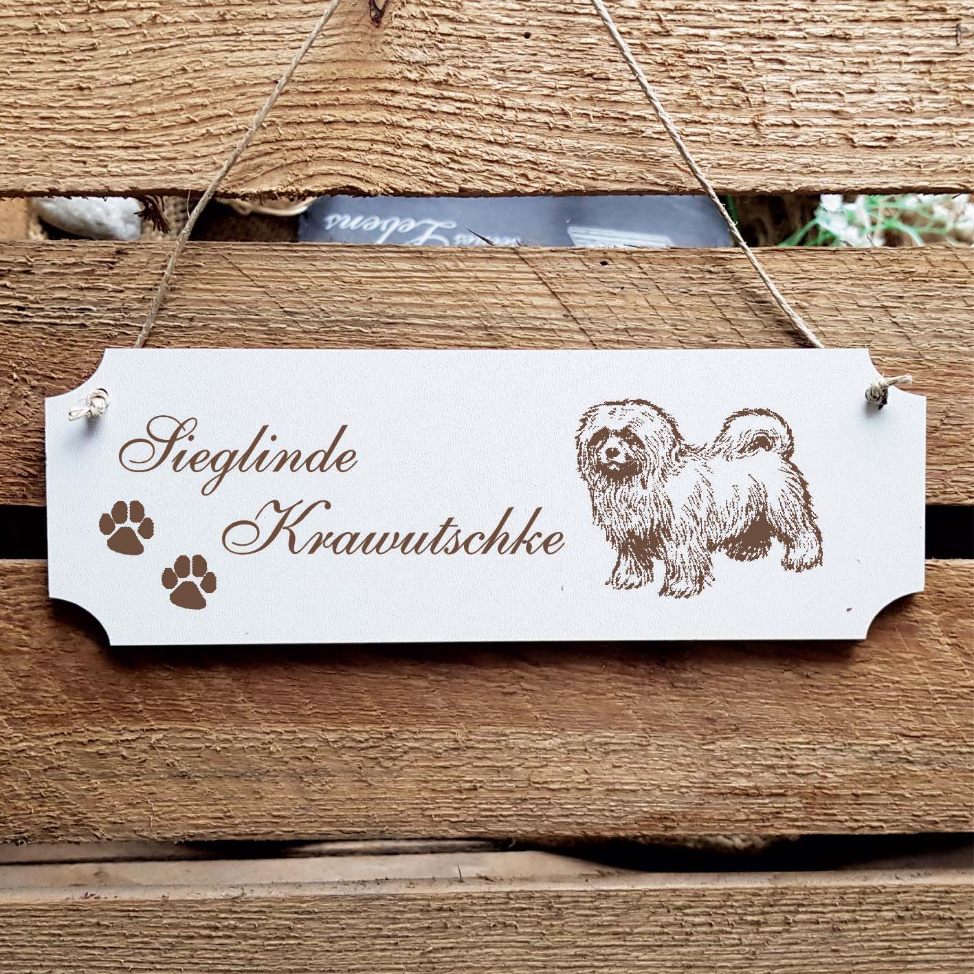 Schild « Malteser » Namensschild Türschild zum Anhängen - 20 x 6,7 cm