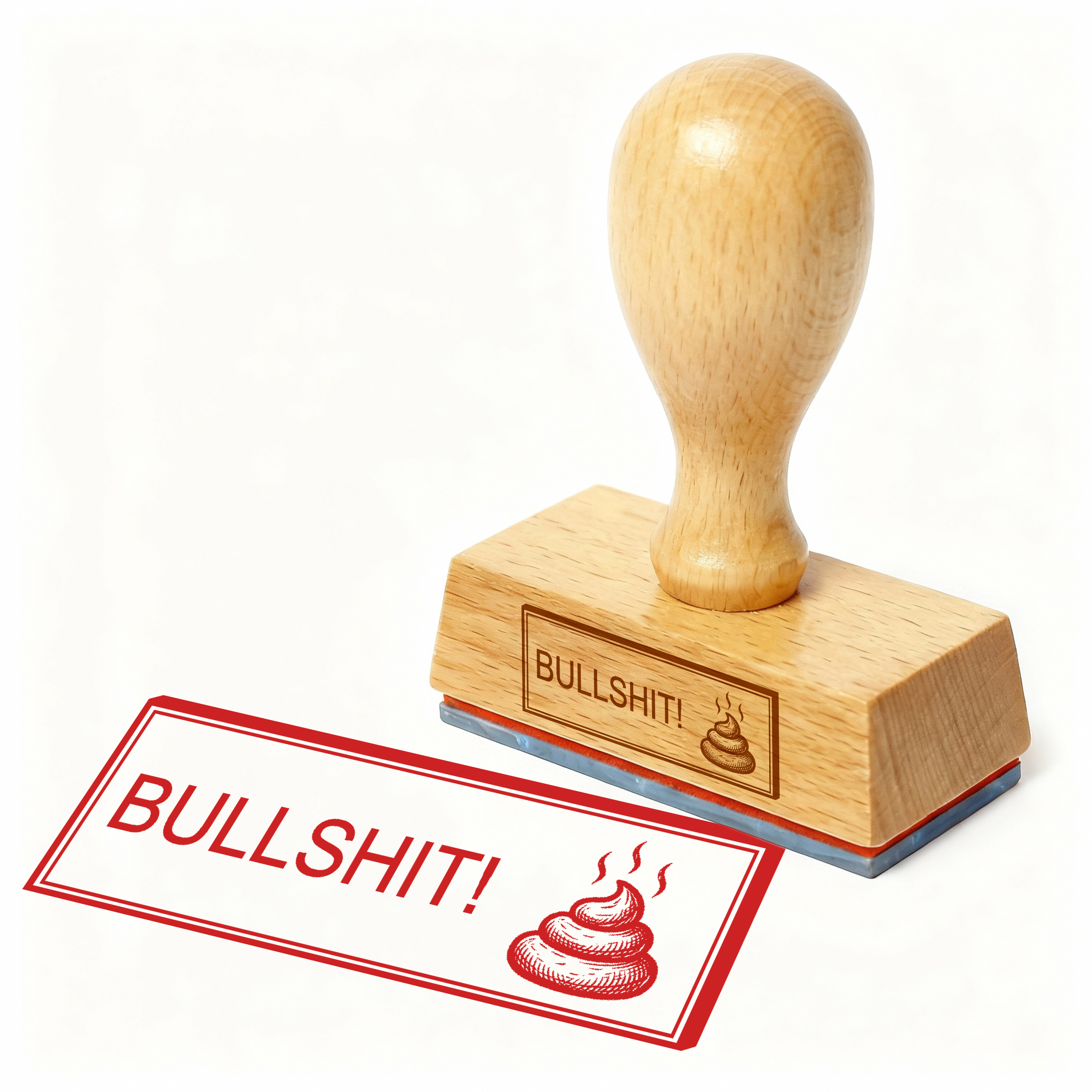 Bürostempel BULLSHIT! Kackhaufen Stempel – Holzstempel 48x18 mm für Dokumente - Unsinn, Quatsch, Blödsinn