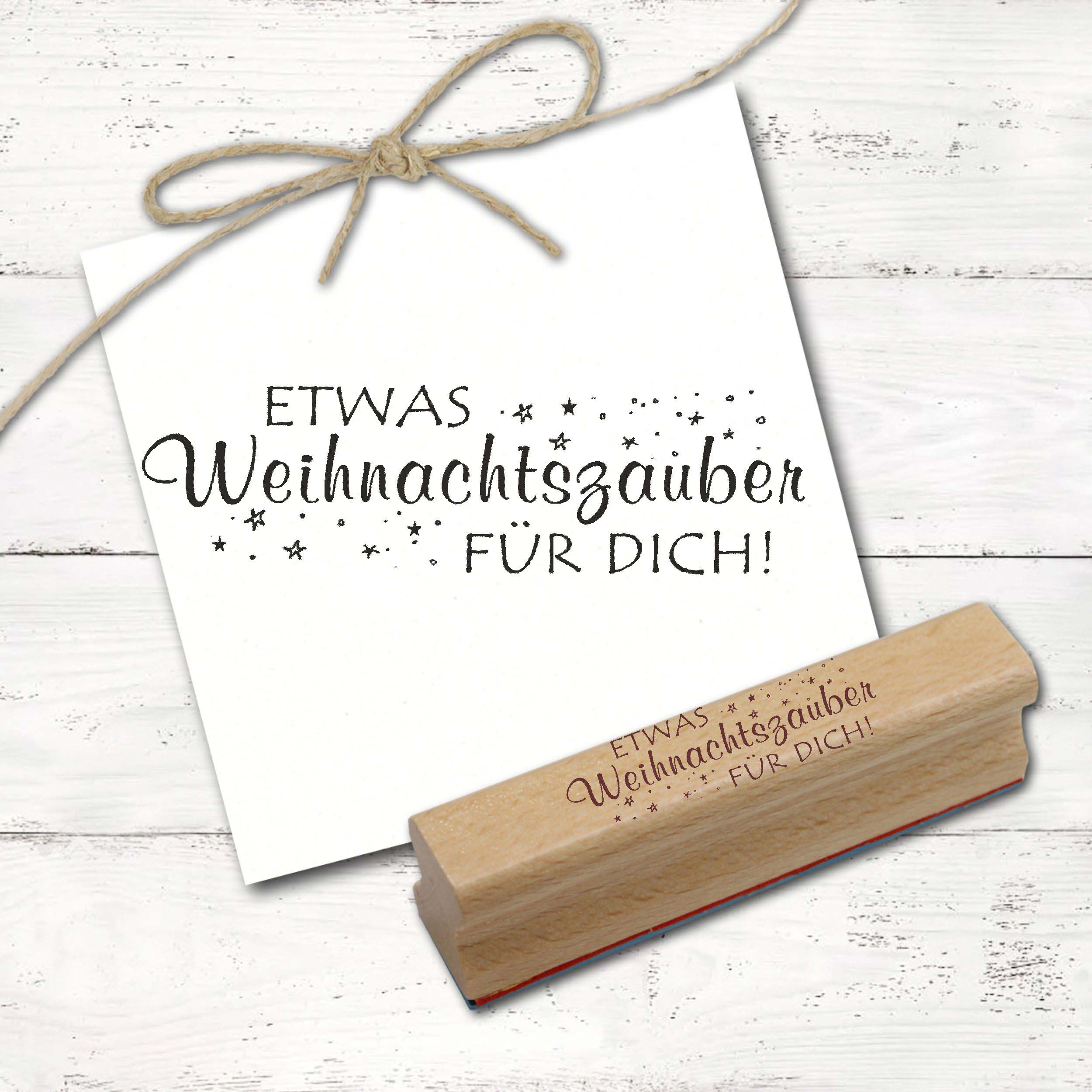 Motivstempel Etwas Weihnachtszauber für dich - Stempel Holzstempel 98 mm x 28 mm