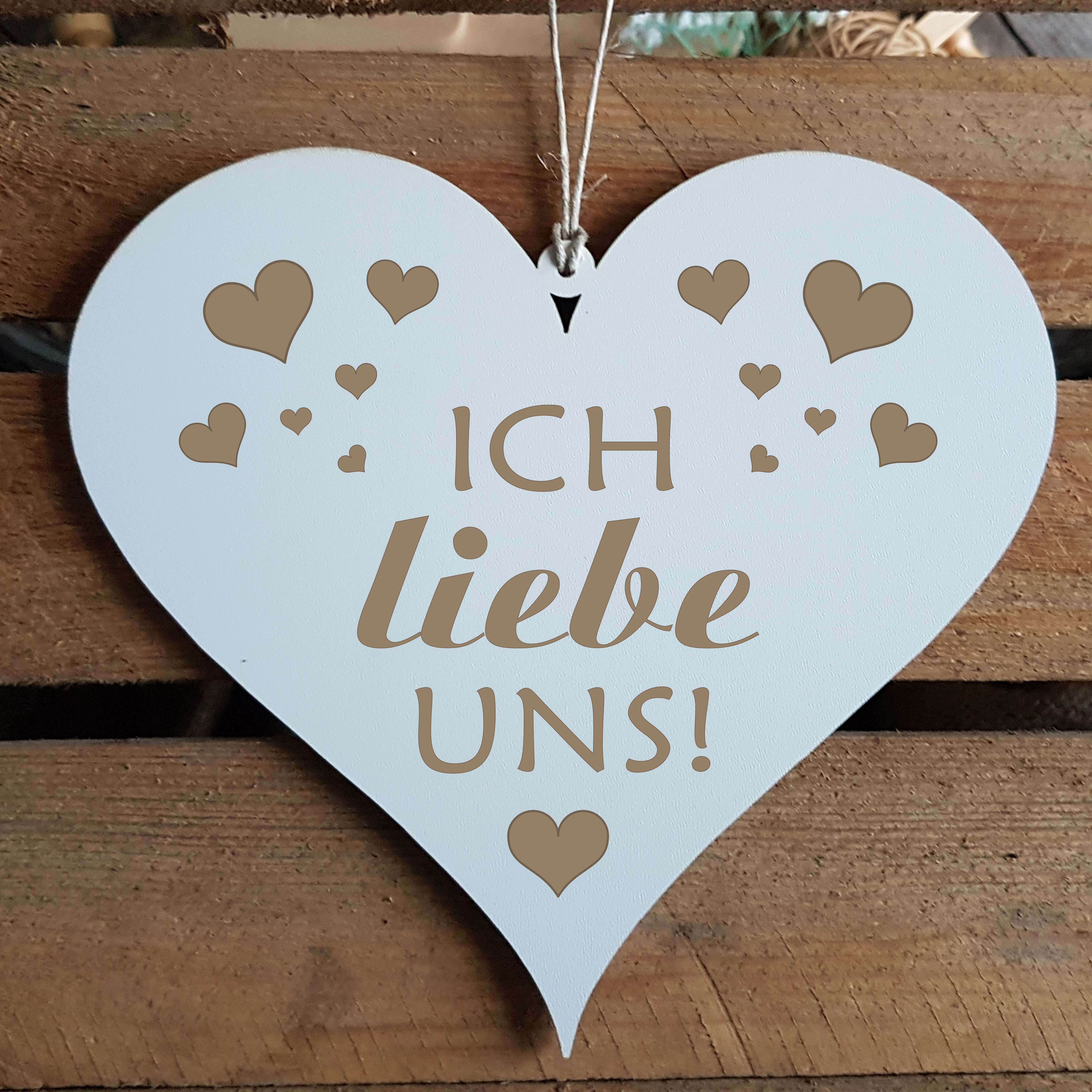 Herz Schild « ICH LIEBE UNS » mit Motiv