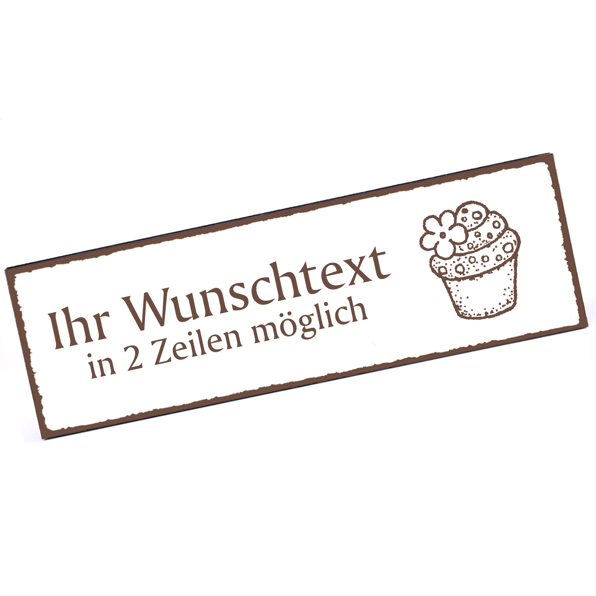 Türschild Cupcake  Namensschild personalisiert mit Gravur - 150mm x 50mm - selbstklebend