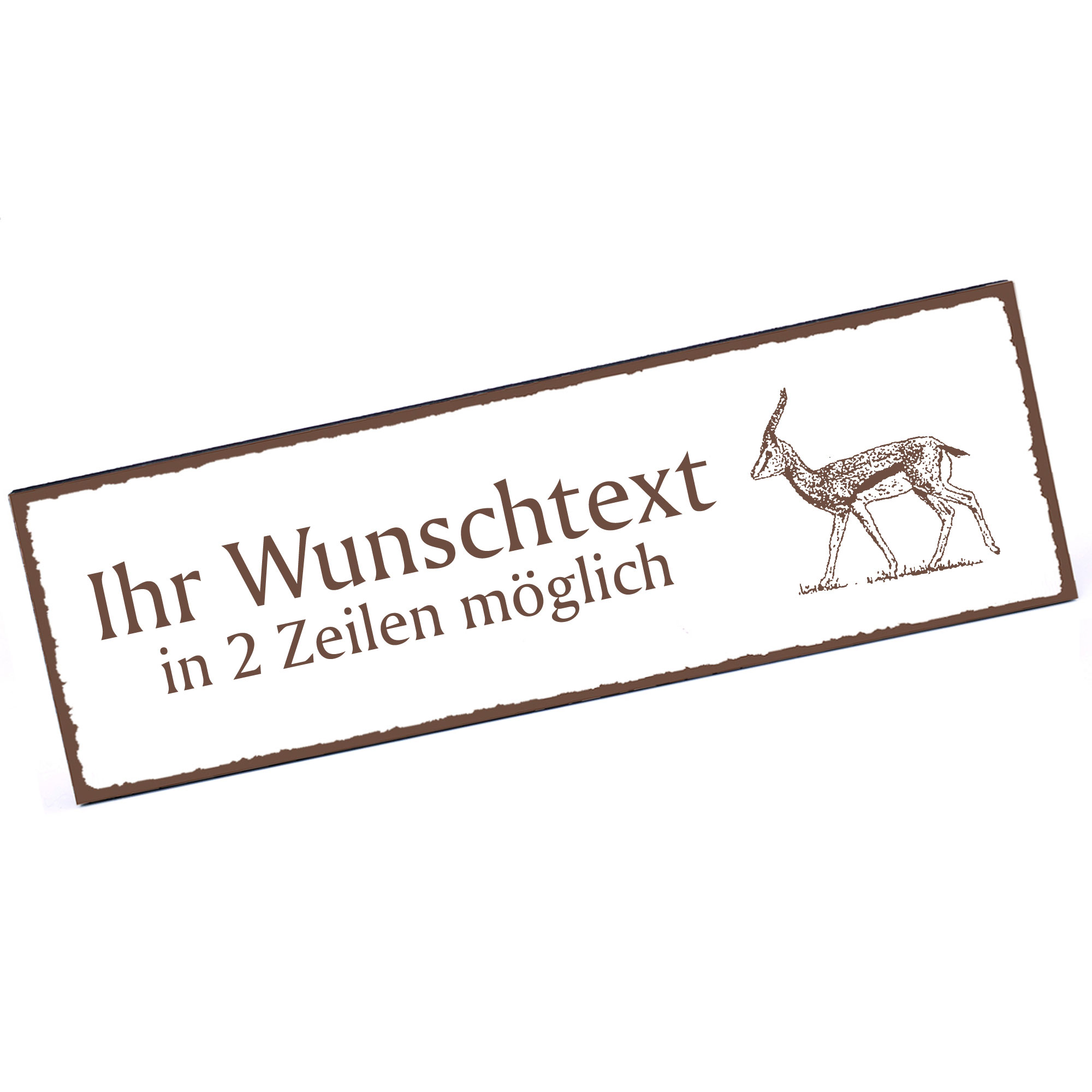 Türschild Gazelle  Namensschild personalisiert mit Gravur - 150mm x 50mm - selbstklebend