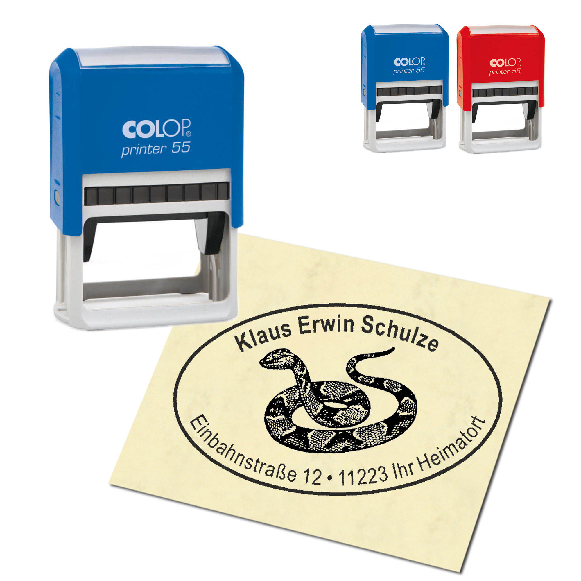Adressstempel personalisiert Stempel - Schlange - oval 59 x 39 mm