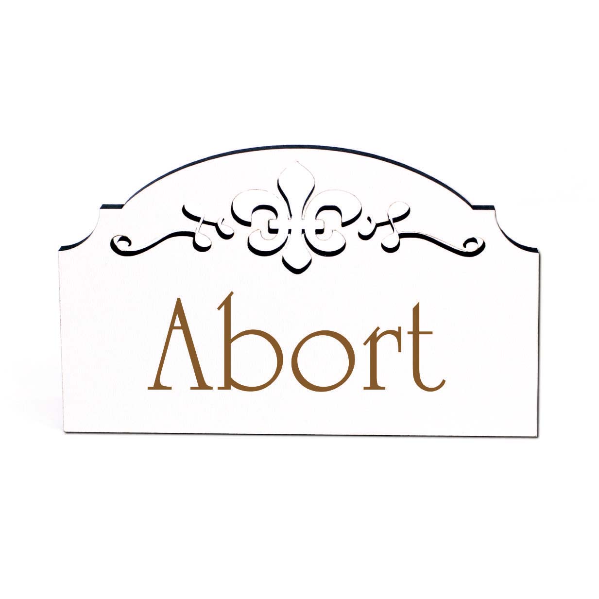 Abort WC Türschild Schild Holz selbstklebend Ornamente Toilettentür Deko 15,5 x 9,5 cm