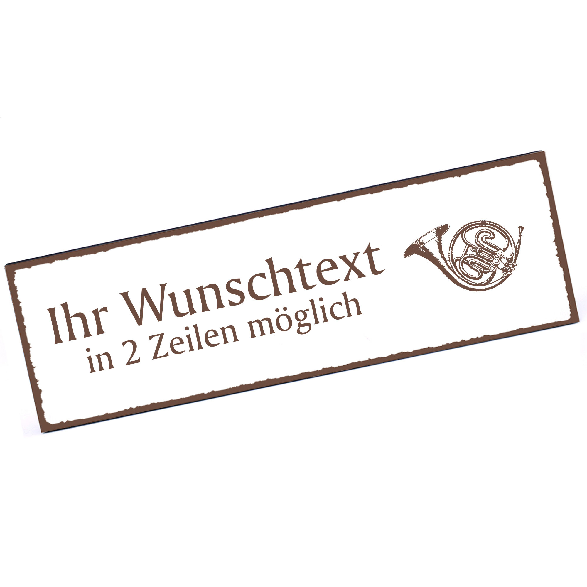 Türschild Jagdhorn  Namensschild personalisiert mit Gravur - 150mm x 50mm - selbstklebend