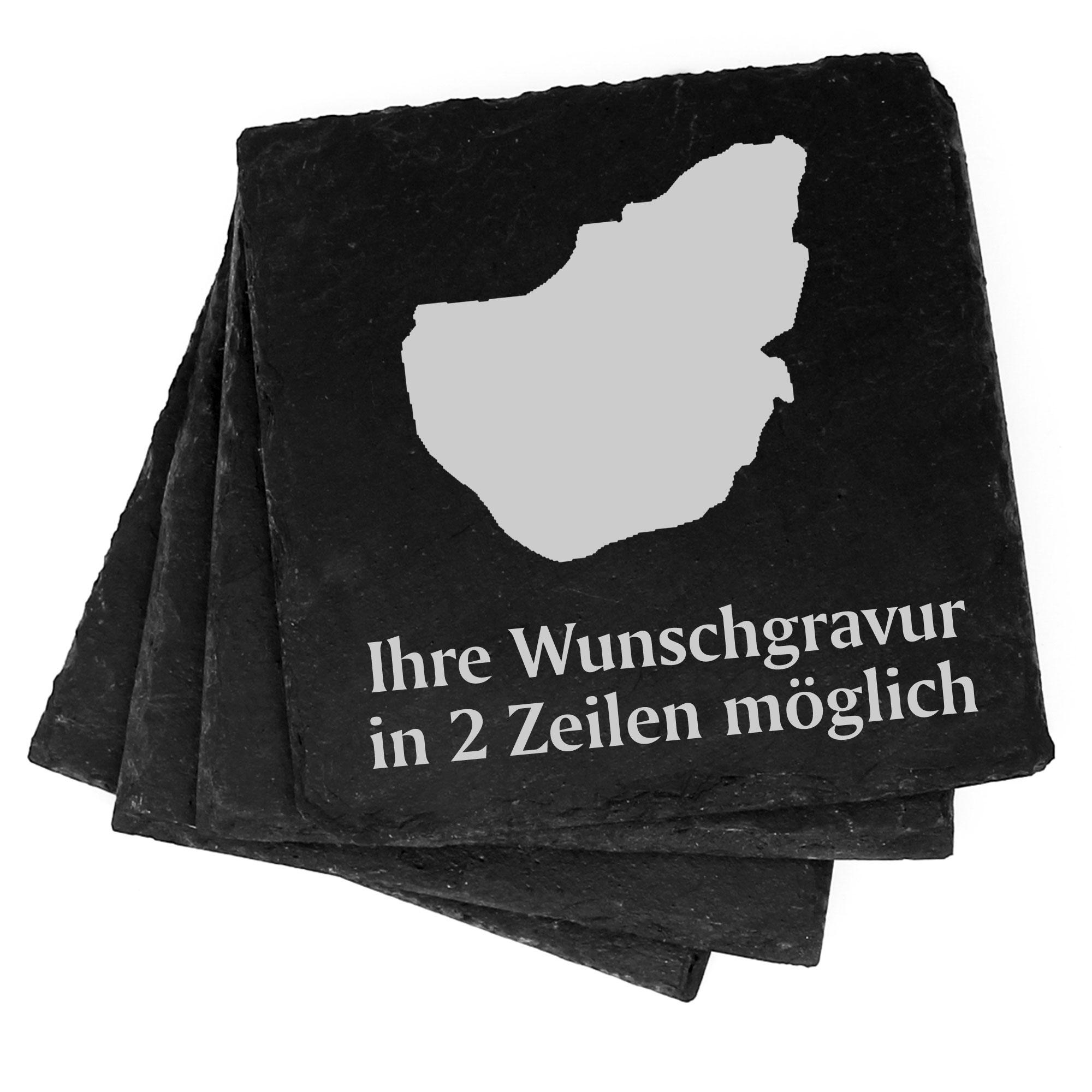 4x Insel Pellworm Deko Schiefer Untersetzer Wunschgravur Set - 11 x 11 cm