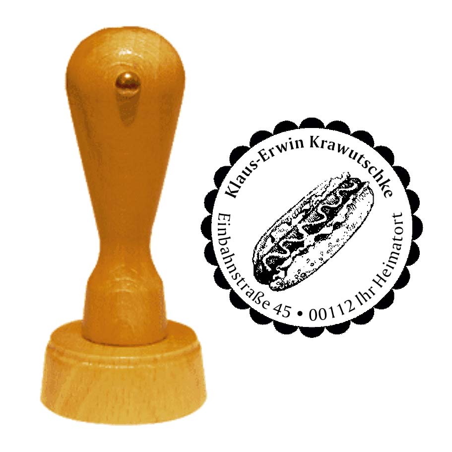 Adressenstempel « BRATWURST » mit persönlichem Wunschtext
