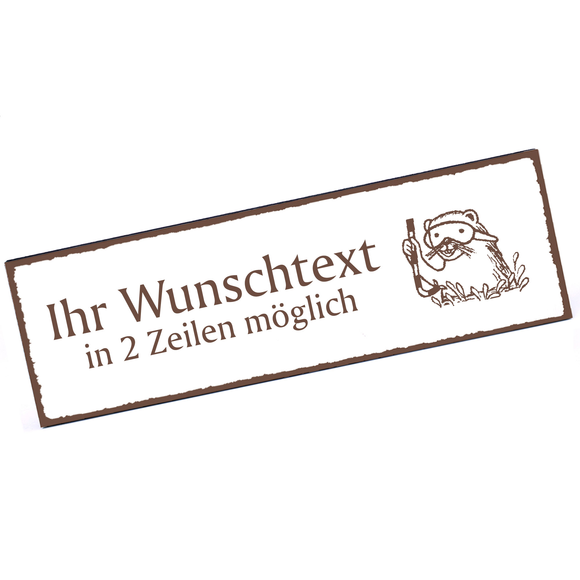 Türschild Maulwurf mit Taucherbrille  Namensschild personalisiert mit Gravur - 150mm x 50mm - selbst