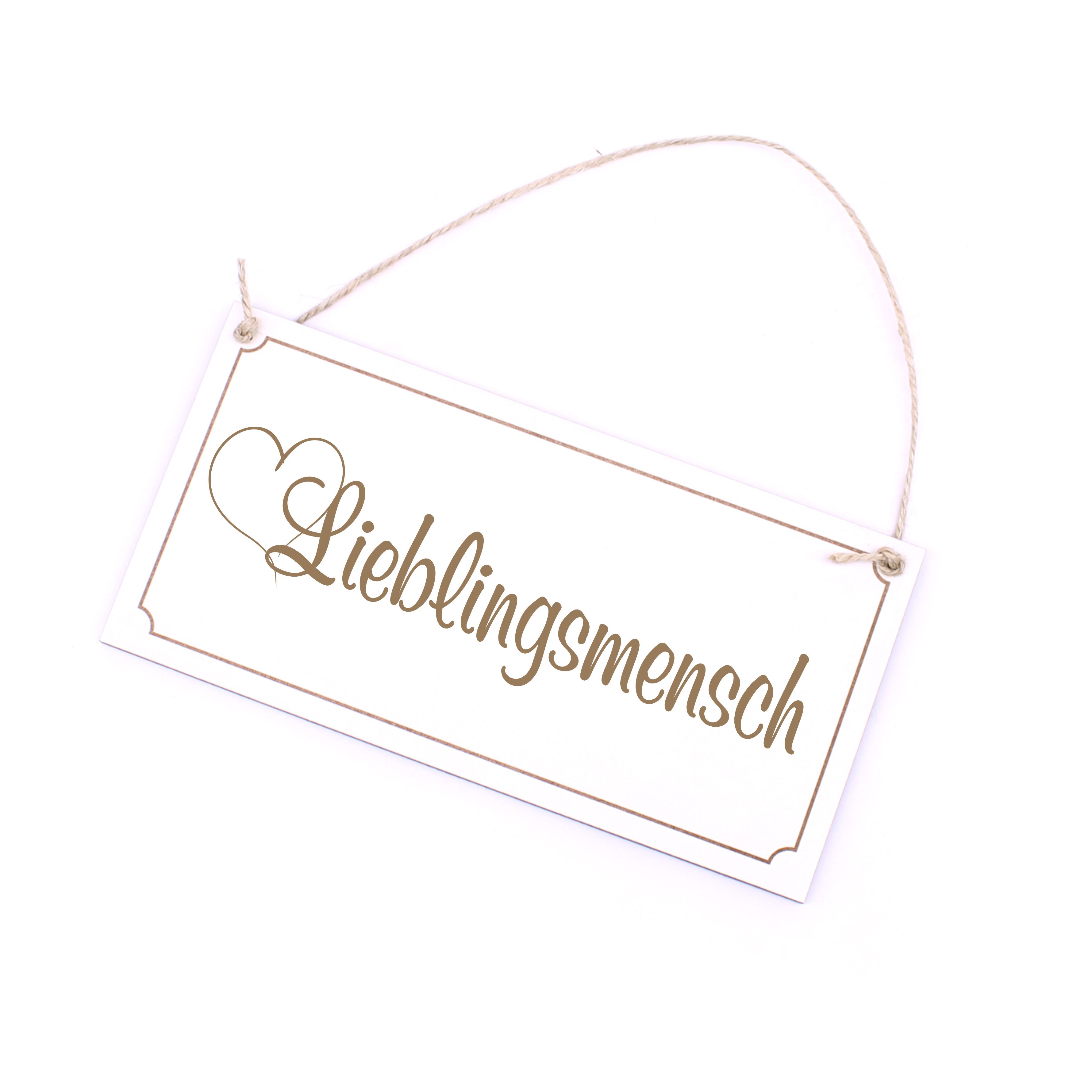 Lieblingsmensch Schild - Holzschild weiß mit Gravur Herz Dekoschild 20 x 10 cm
