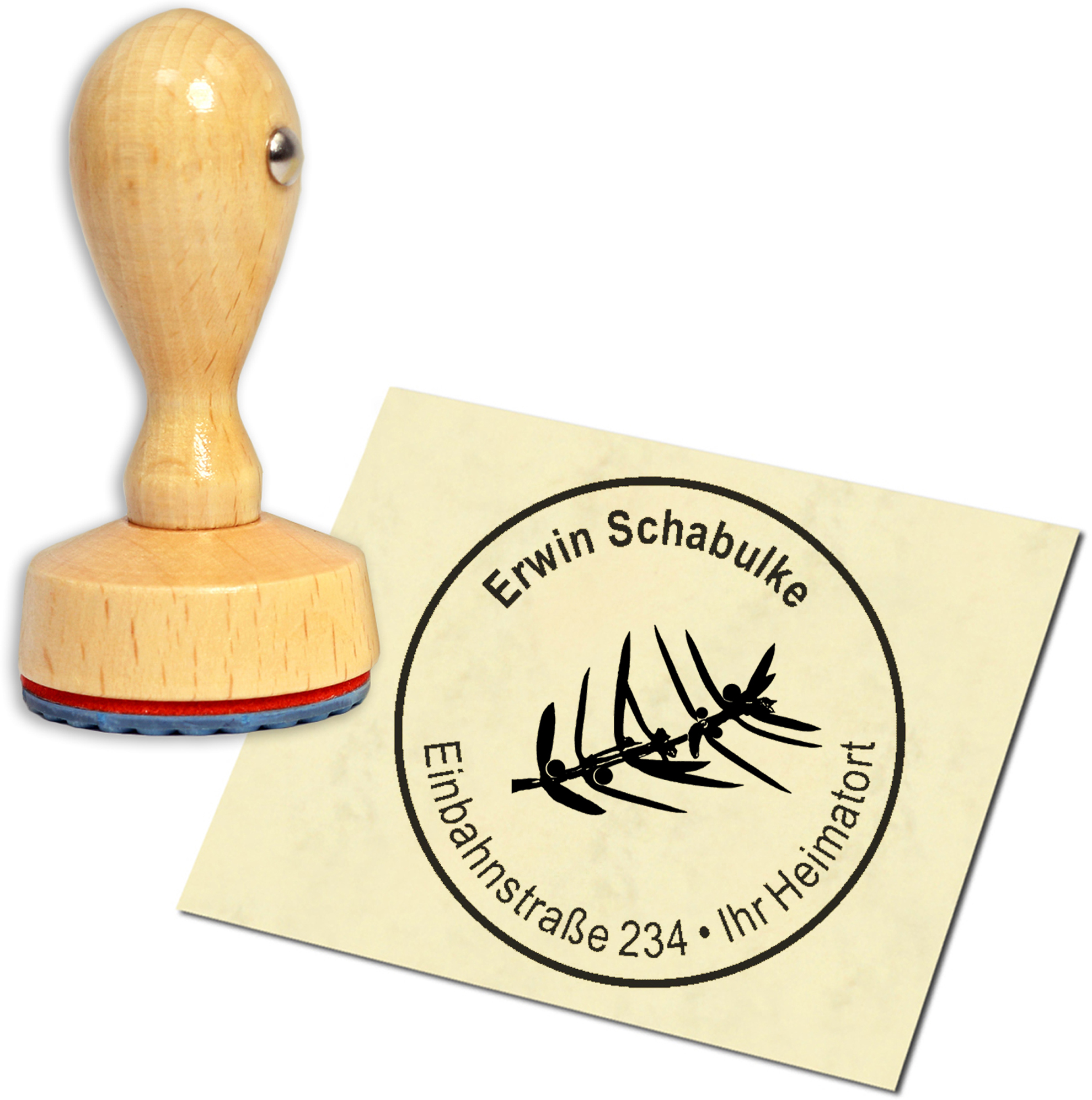Stempel Adressstempel Holzstempel - Wacholderbeere - rund 40mm