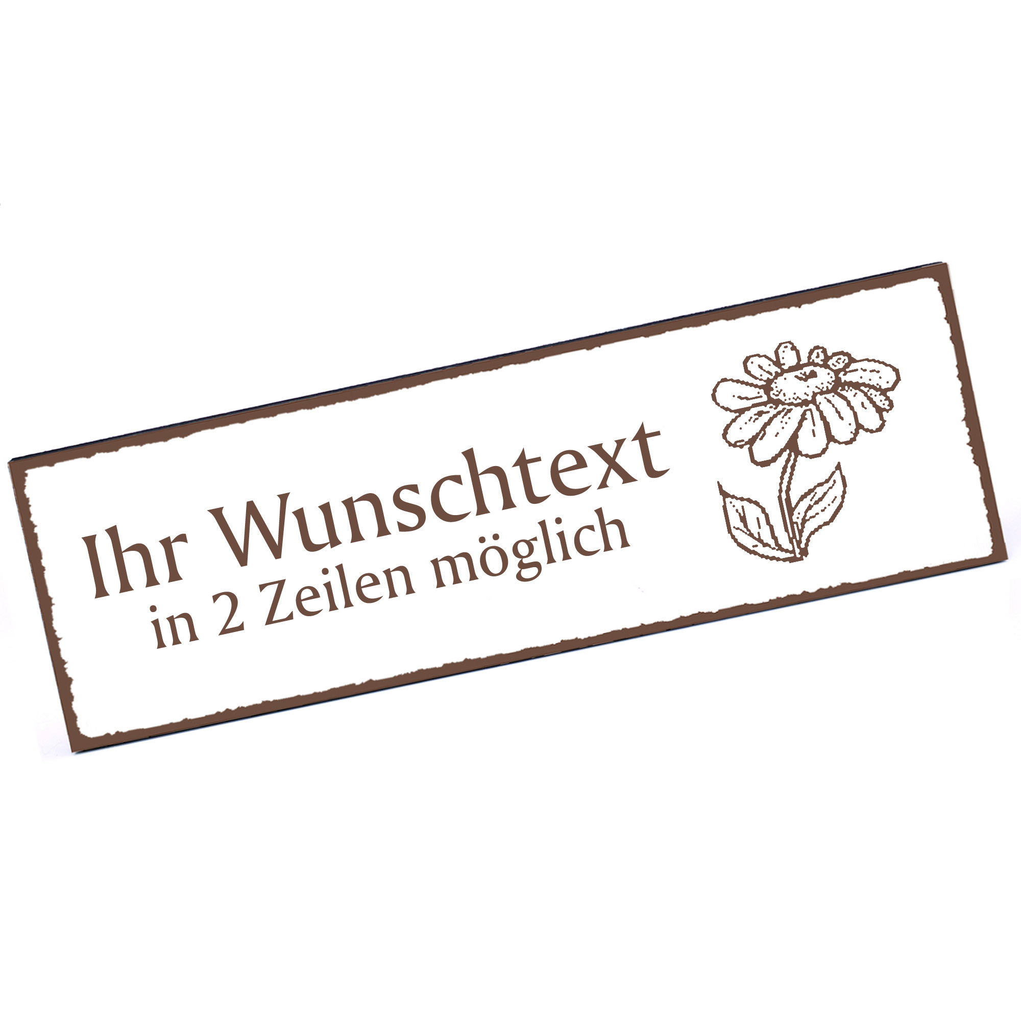Türschild Gänseblümchen  Namensschild personalisiert mit Gravur - 150mm x 50mm - selbstklebend