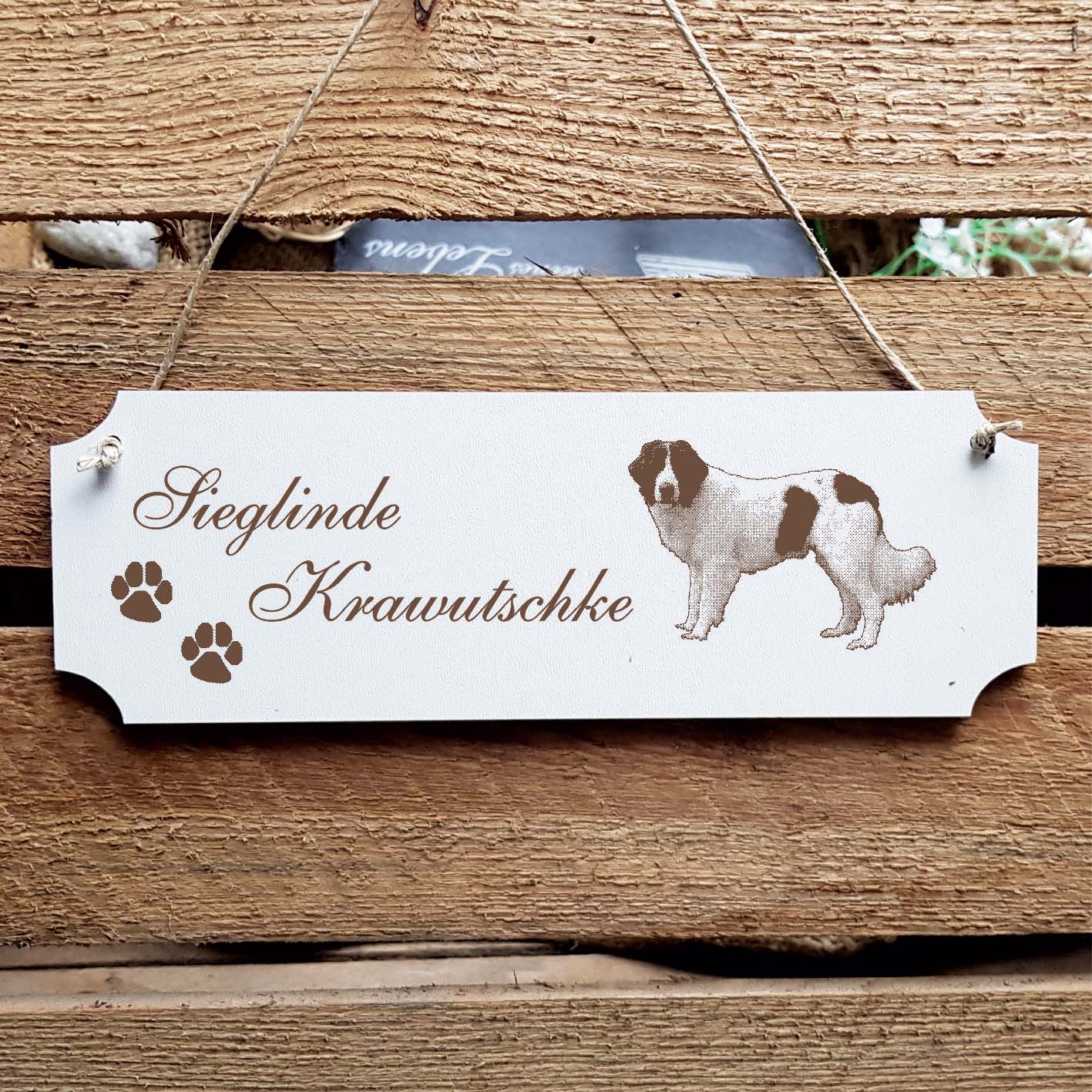 Schild « Landseer » Namensschild Türschild zum Anhängen - 20 x 6,7 cm