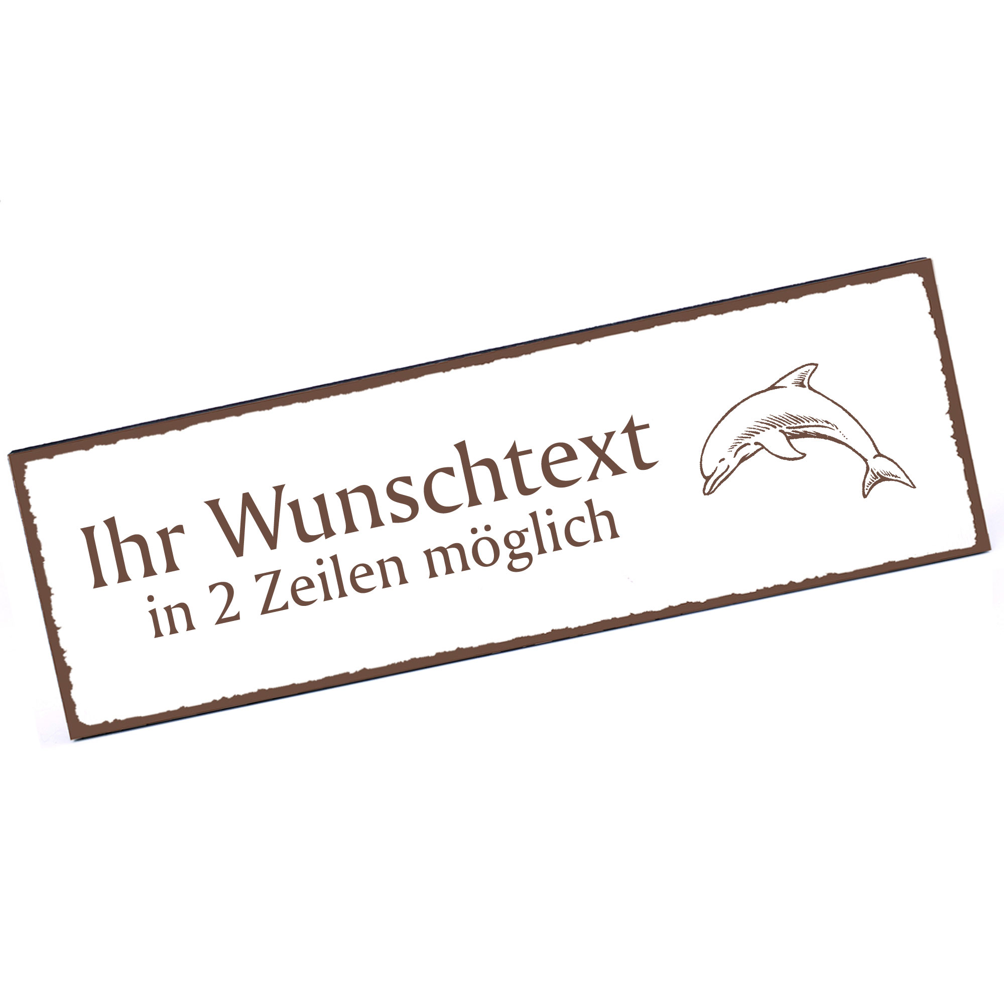 Türschild Delfin  Namensschild personalisiert mit Gravur - 150mm x 50mm - selbstklebend