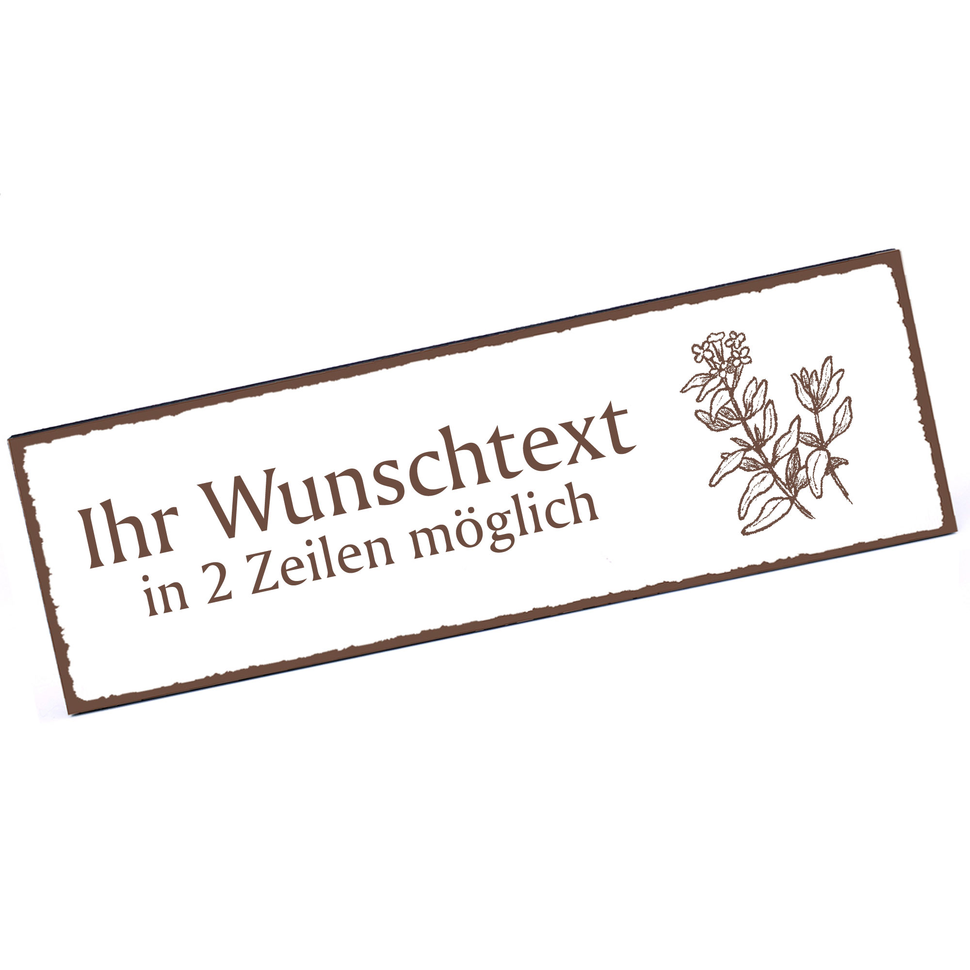 Türschild Thymian  Namensschild personalisiert mit Gravur - 150mm x 50mm - selbstklebend
