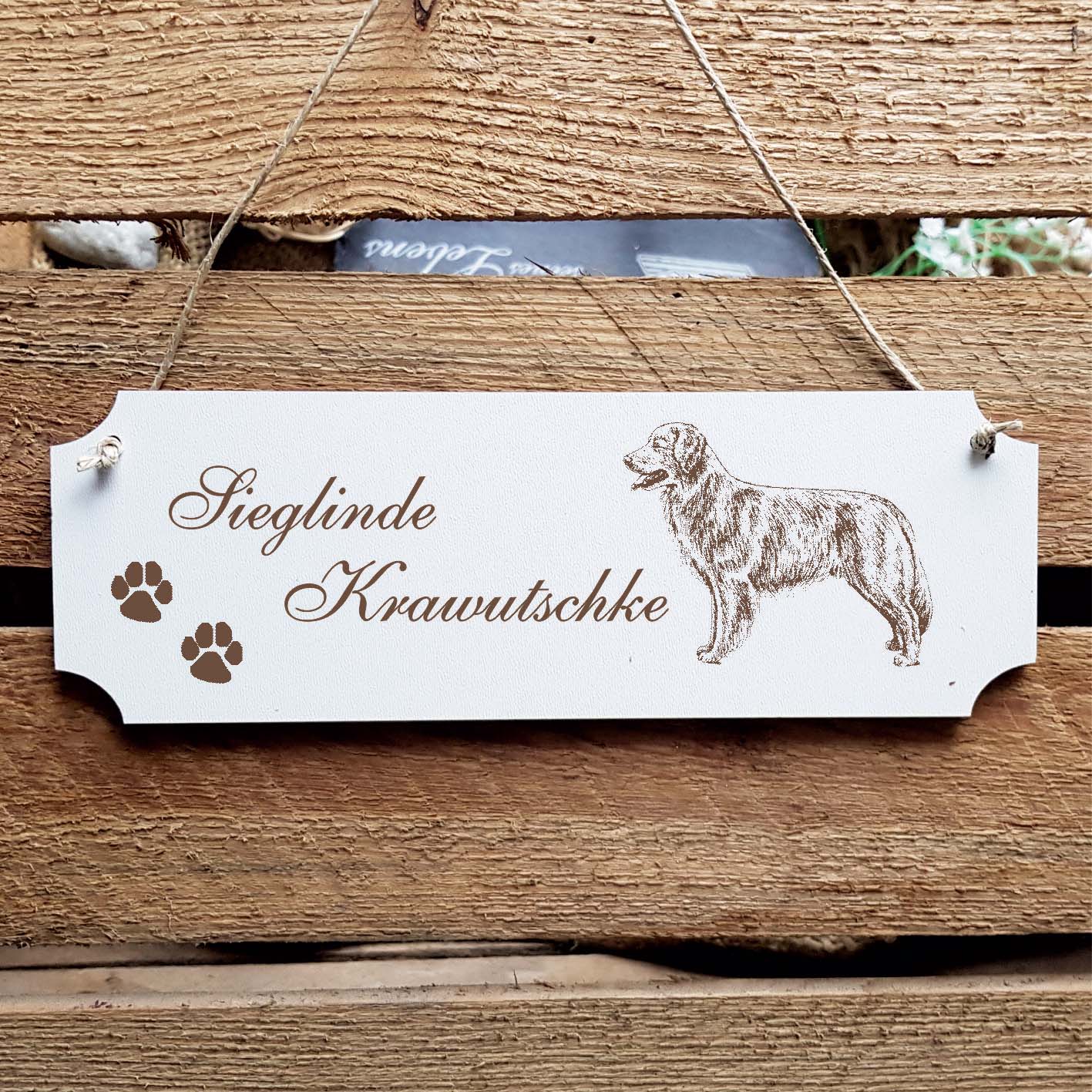 Schild « Golden Retriever 02 » Namensschild Türschild zum Anhängen - 20 x 6,7 cm