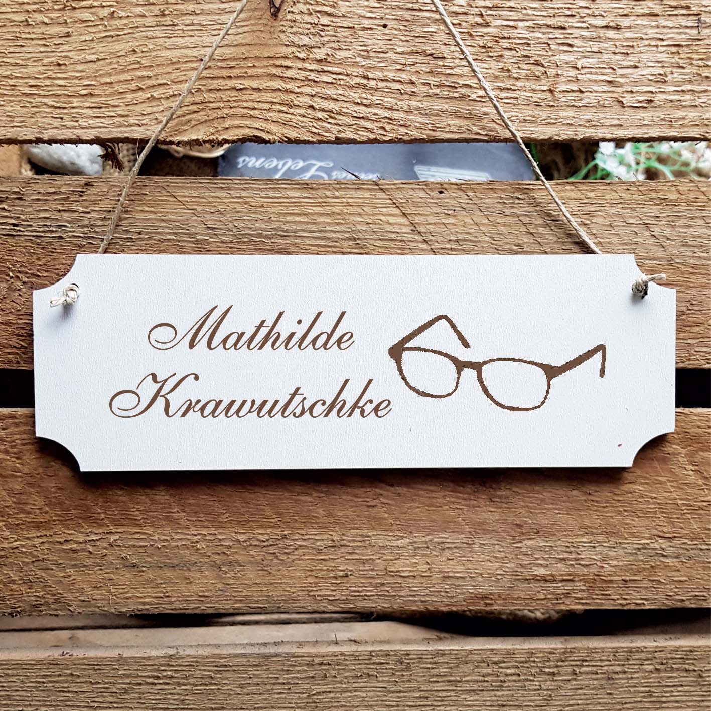 Schild « Brille Optiker » Namensschild Türschild zum Anhängen - 20 x 6,7 cm