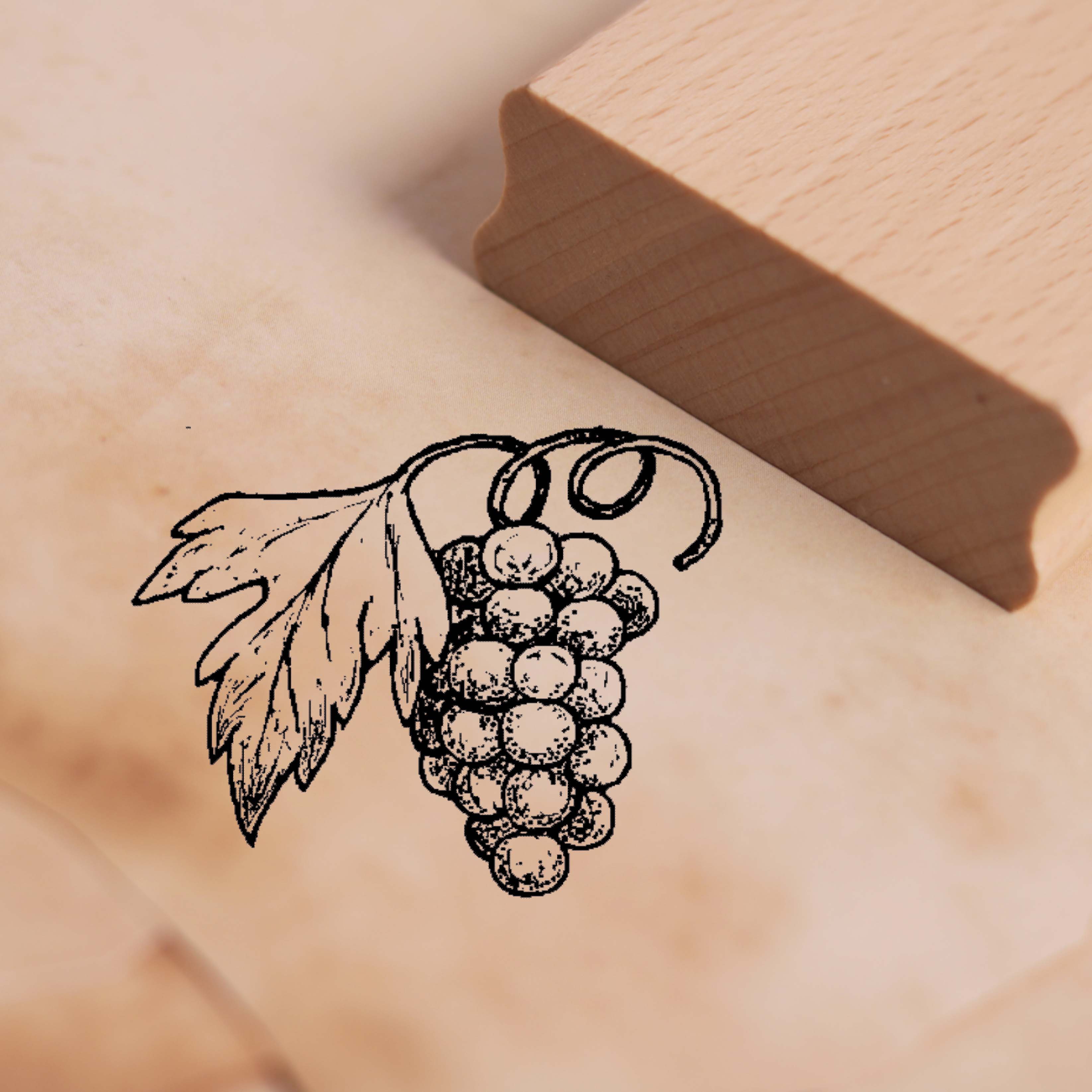 Motivstempel Weinrebe - Stempel Weintrauben Holzstempel 48 x 38 mm