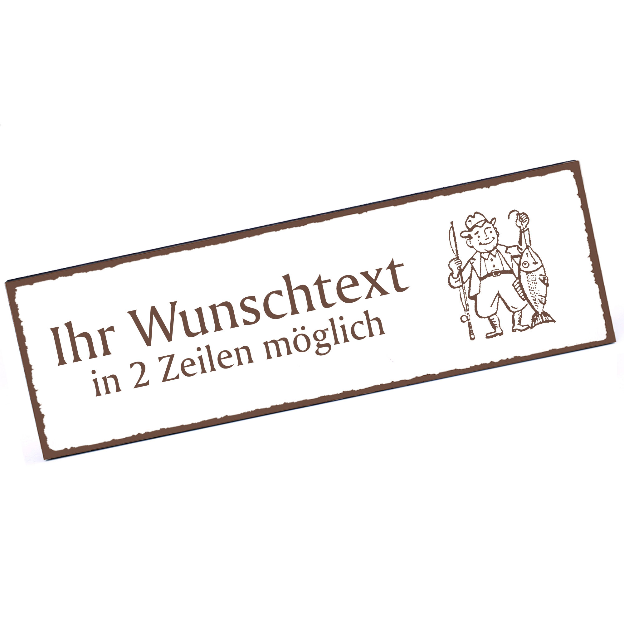 Türschild Angler  Namensschild personalisiert mit Gravur - 150mm x 50mm - selbstklebend