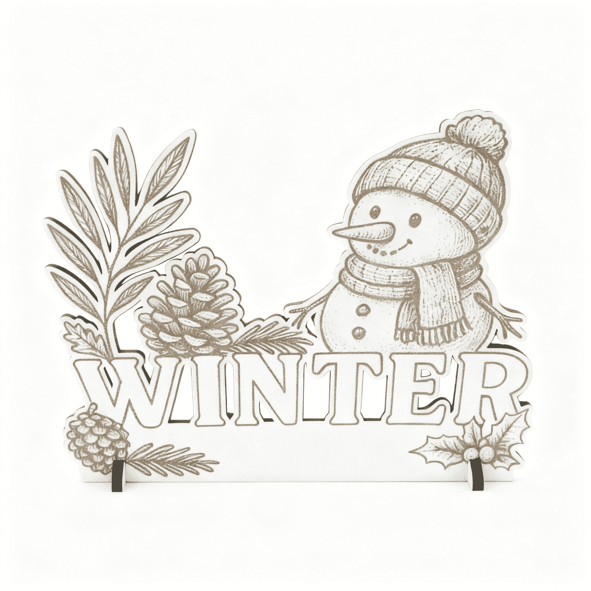 Aufsteller Schriftzug WINTER mit Schneemann, Zweigen & Zapfen – dekorativer winterlicher Dekoaufsteller Aufsteller Schriftzug WINTER mit Schneemann, Zweigen & Zapfen – dekorativer winterlicher Dekoaufsteller
