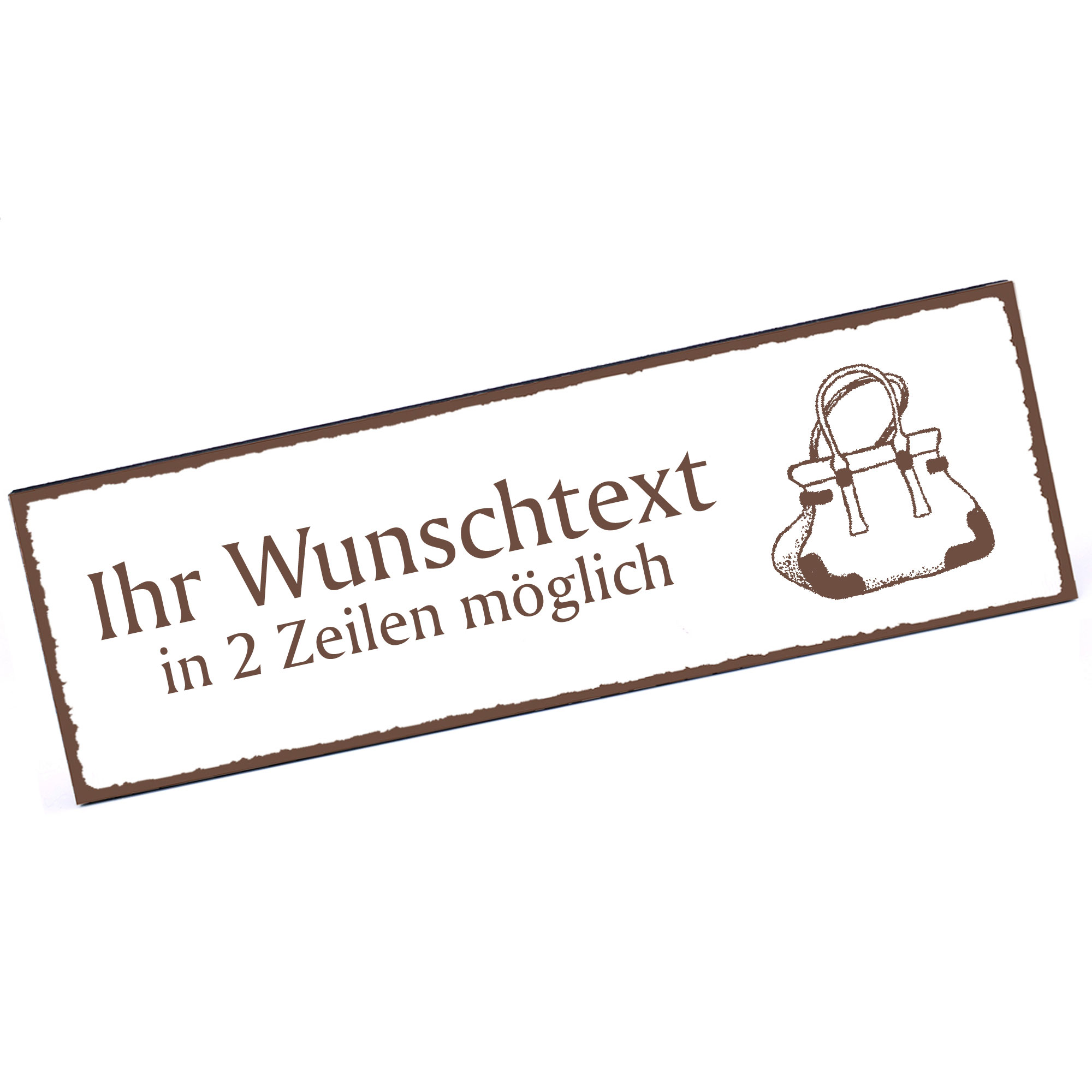 Türschild Handtasche  Namensschild personalisiert mit Gravur - 150mm x 50mm - selbstklebend