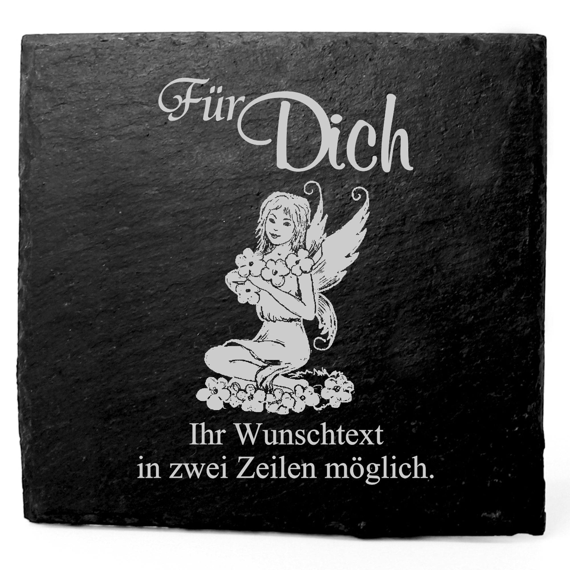 Deko Schiefer Untersetzer personalisiert Elfe - Für Dich - 11x11cm
