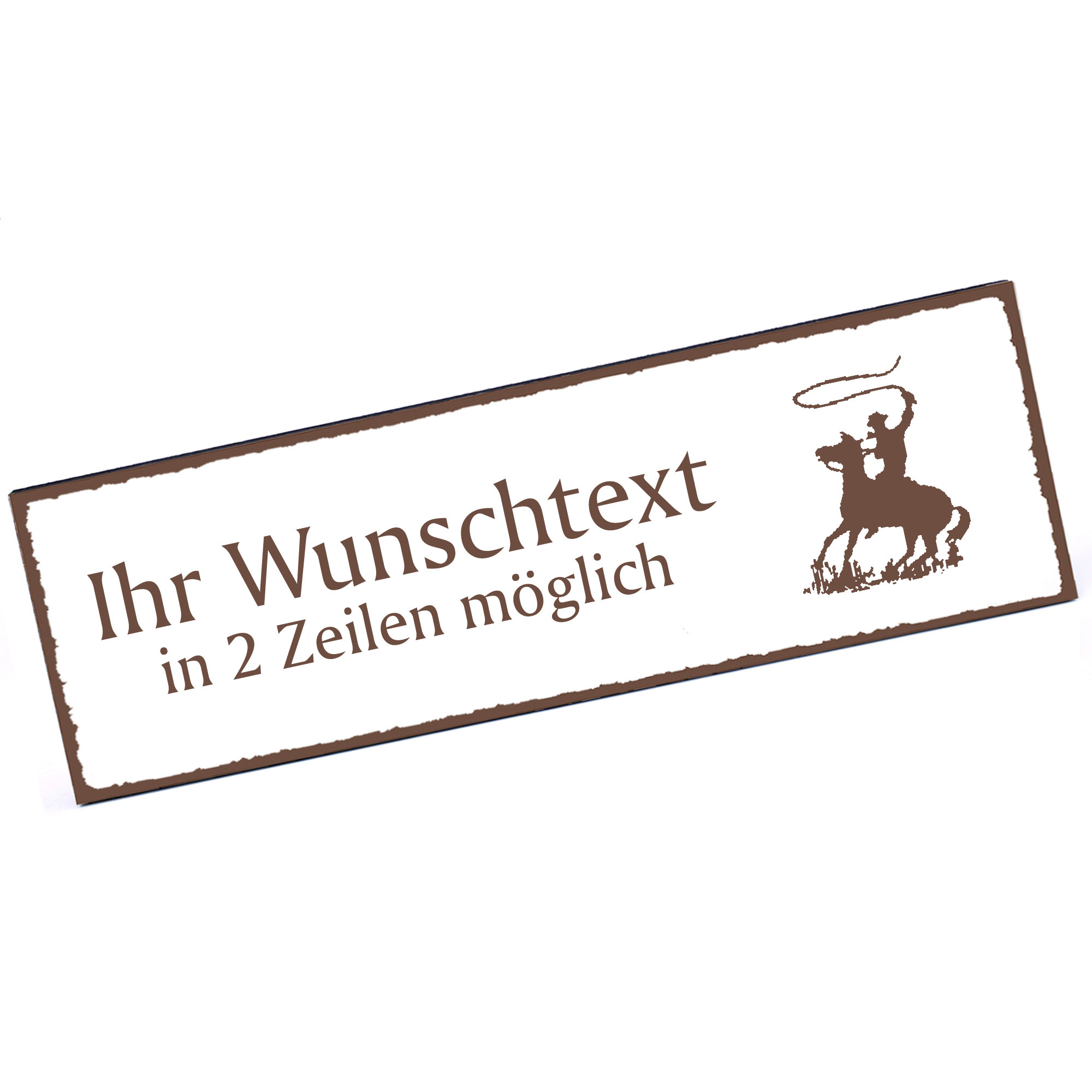 Türschild Cowboy  Namensschild personalisiert mit Gravur - 150mm x 50mm - selbstklebend