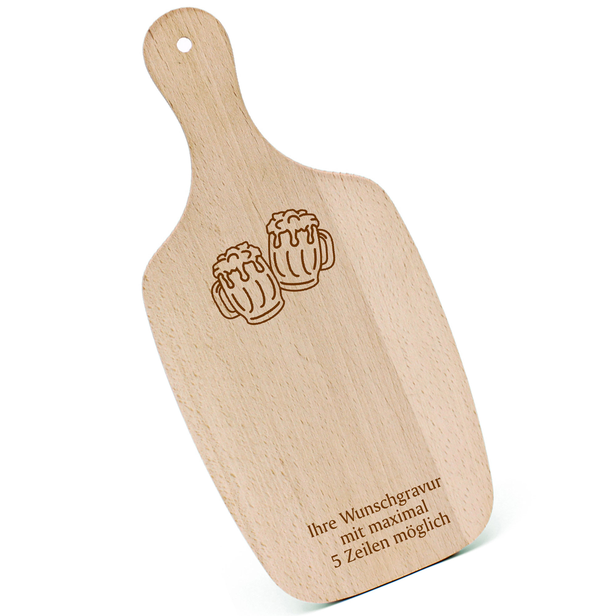 Schneidebrett Frühstücksbrettchen - Biergläser - mit Griff 330x150mm