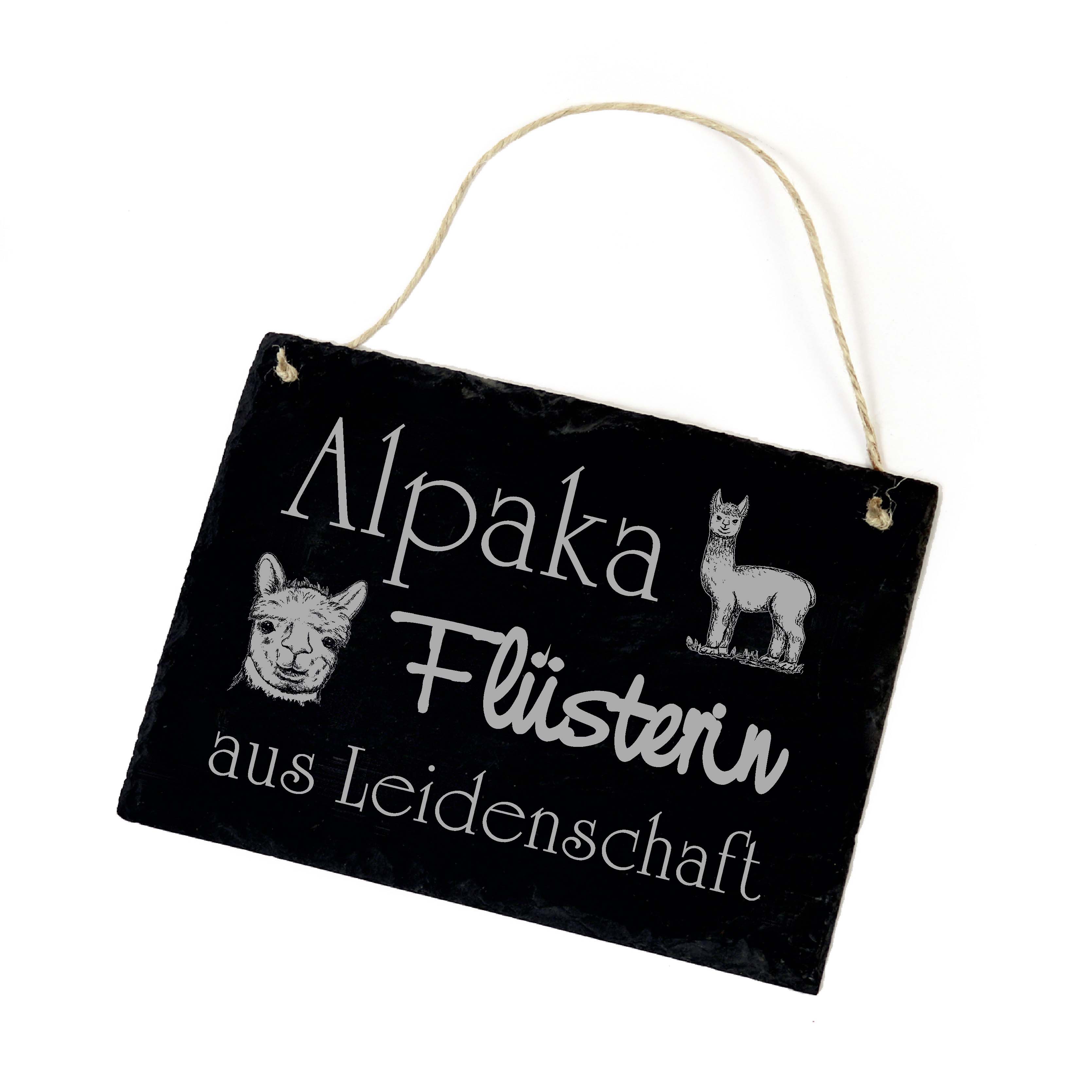 Alpaka Flüsterin aus Leidenschaft - Schild Schiefer Stalltafel graviert Tierdoktor Therapeut 22x16cm